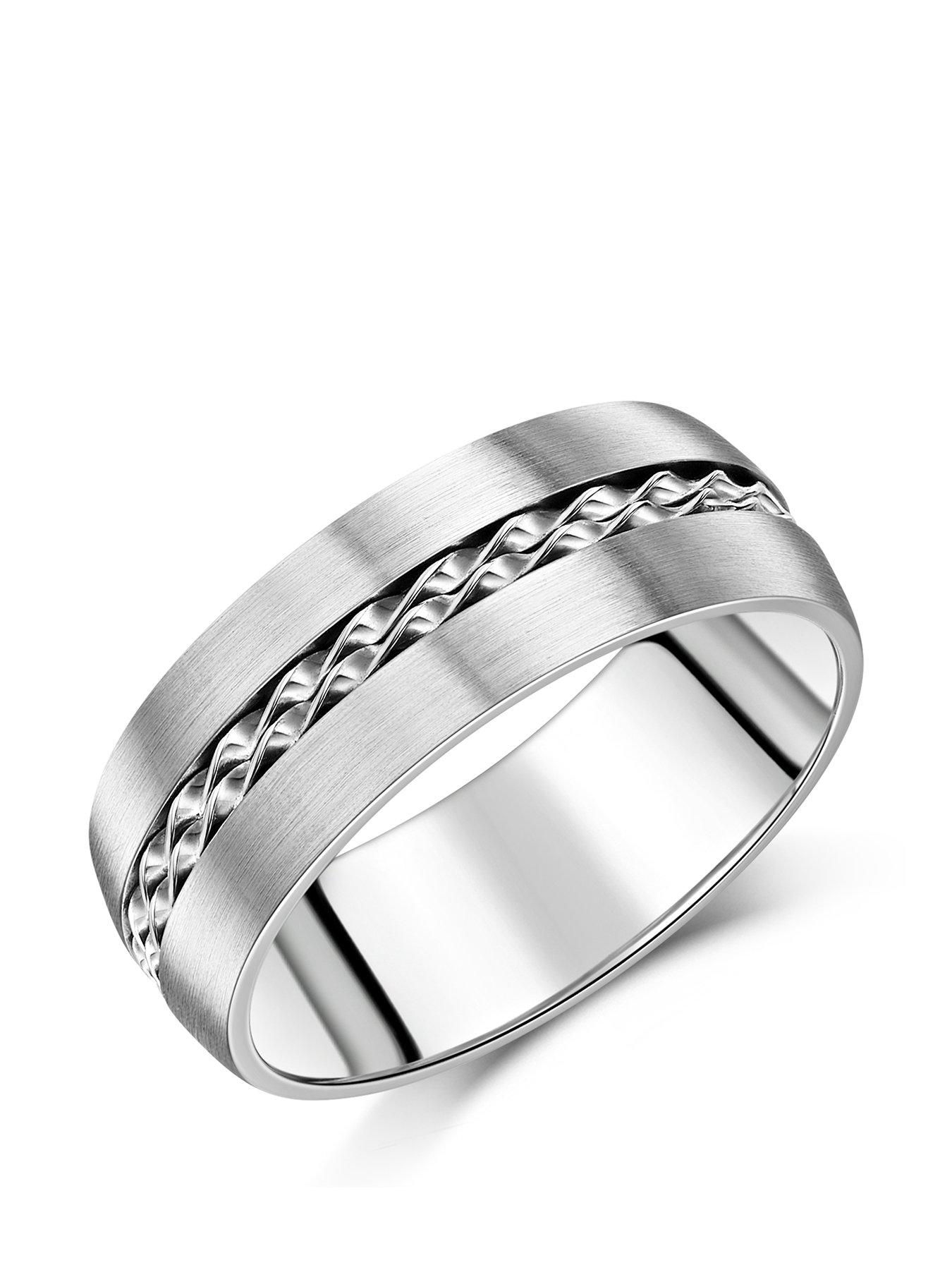 undefined 8mm Silver Inlay Titanium Ring