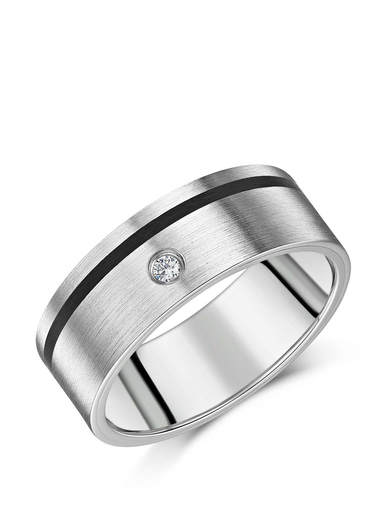 undefined 8mm Diamond  Titanium Ring
