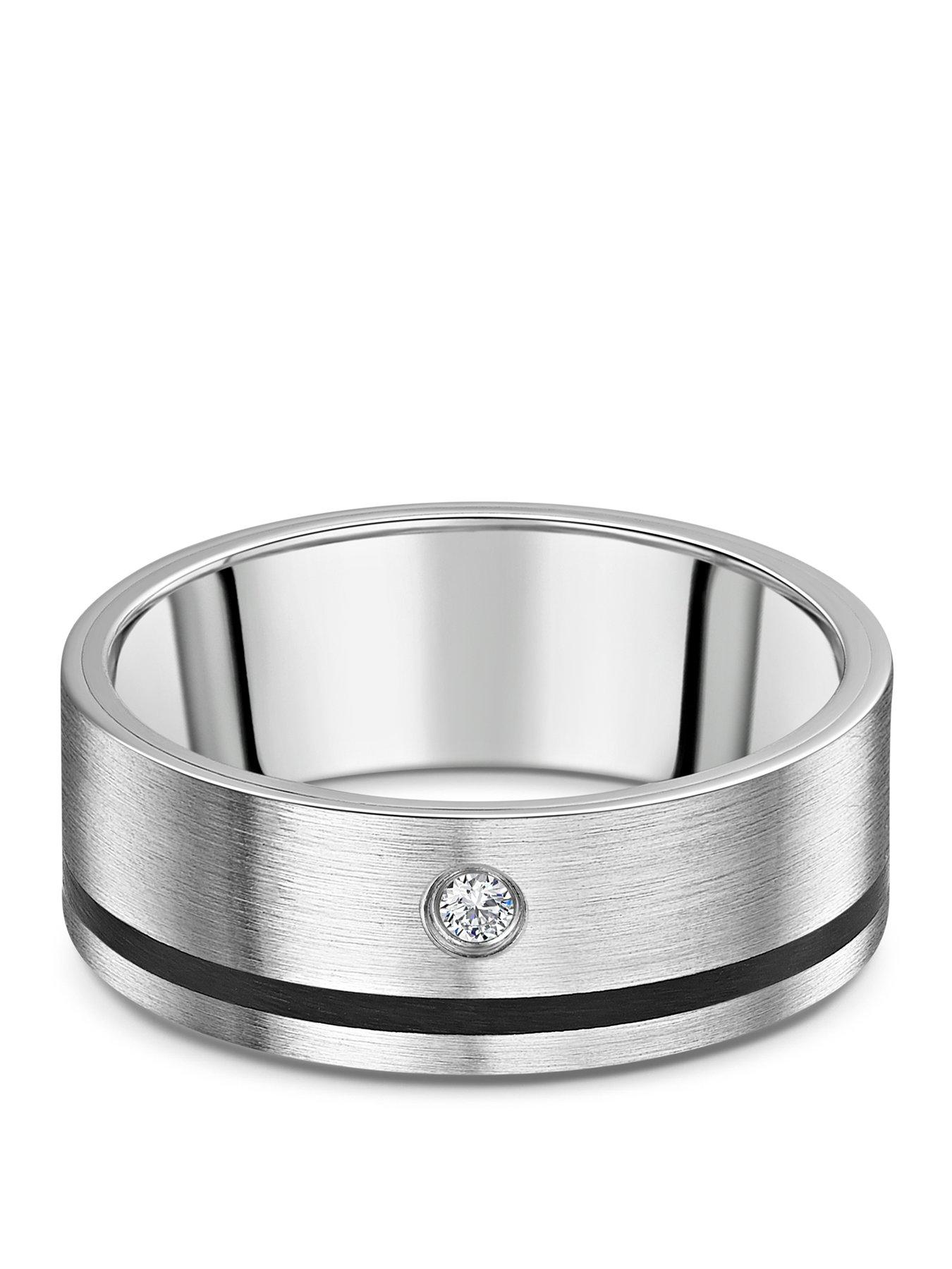 The Love Collection 8mm Diamond  Titanium Ring