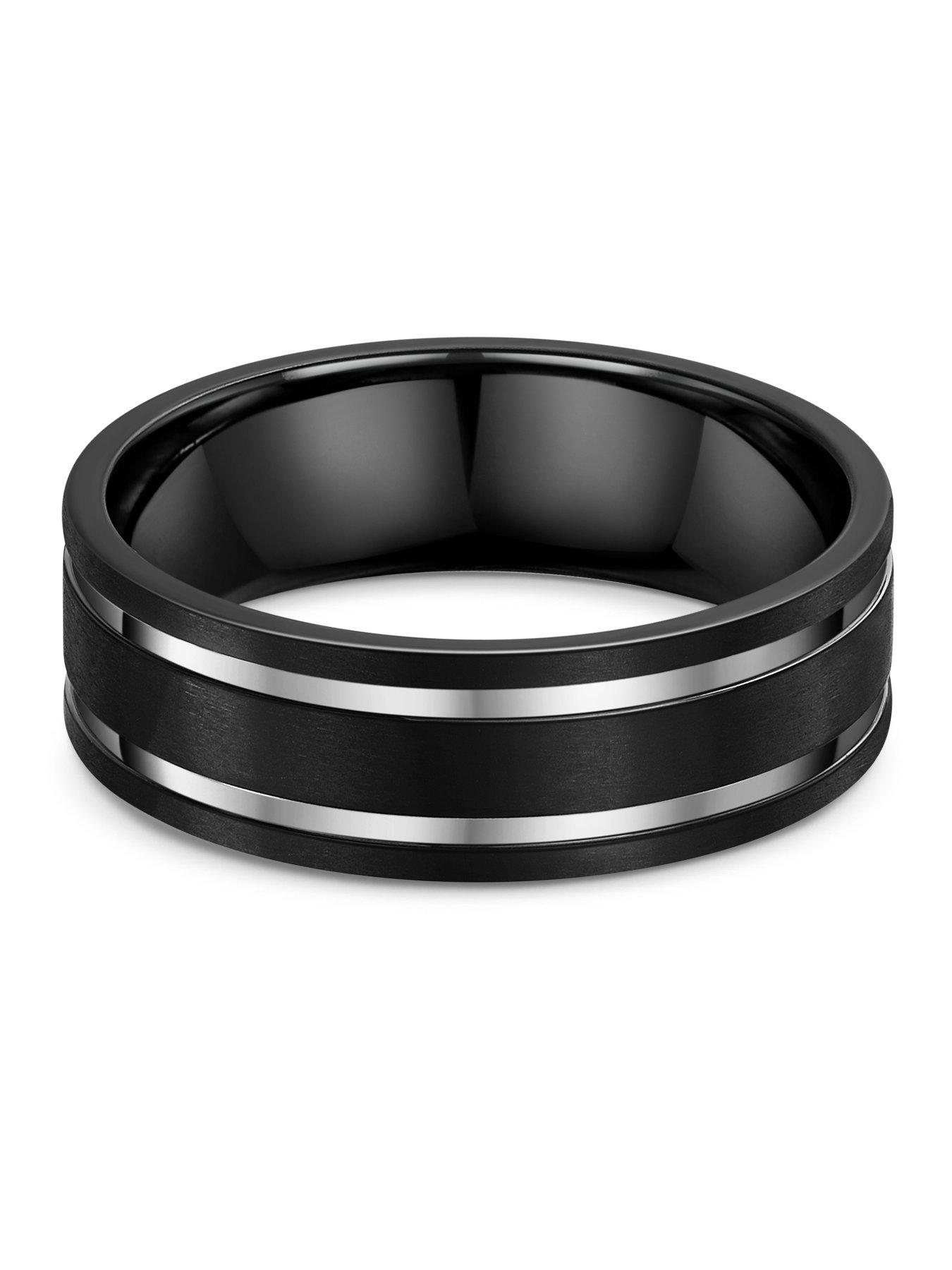 Image 2 of 2 of The Love Collection 7mm Titanium Ring - Black/Silver