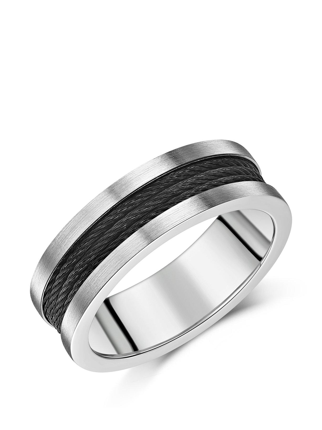 undefined 7mm Wire inlay Titanium Ring