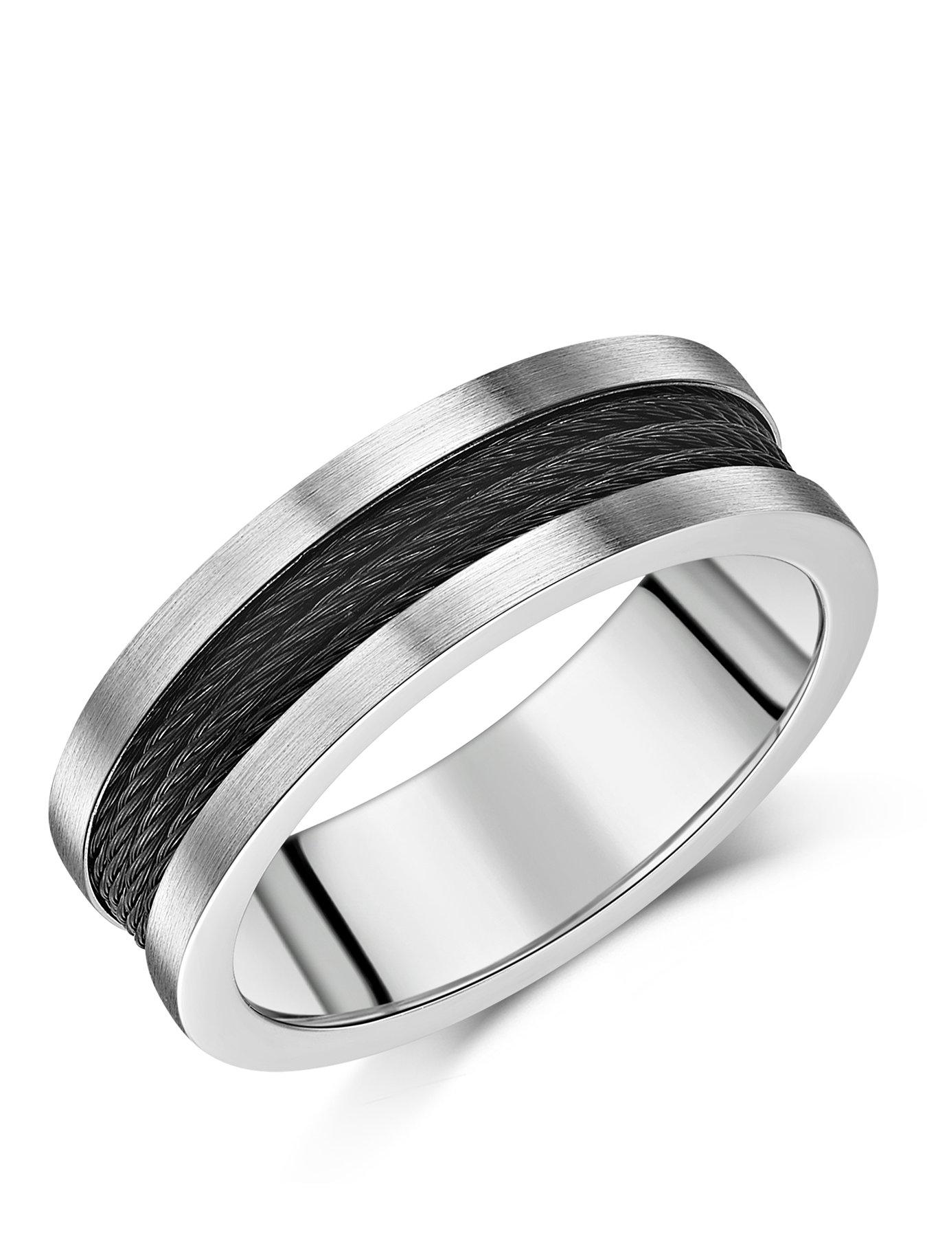 The Love Collection 7mm Wire inlay Titanium Ring