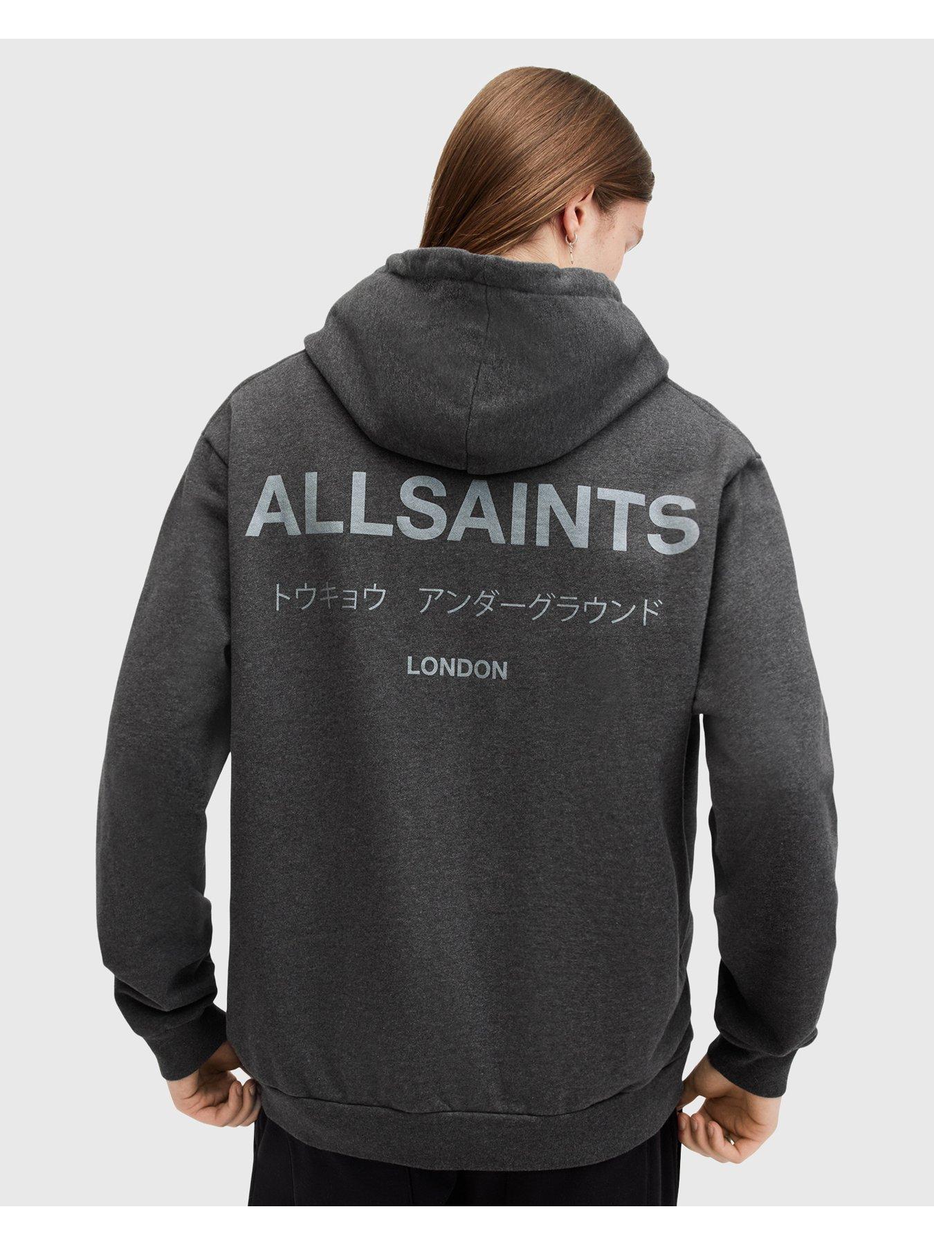 Image 2 of 5 of AllSaints Underground Overhead Hoodie - Grey