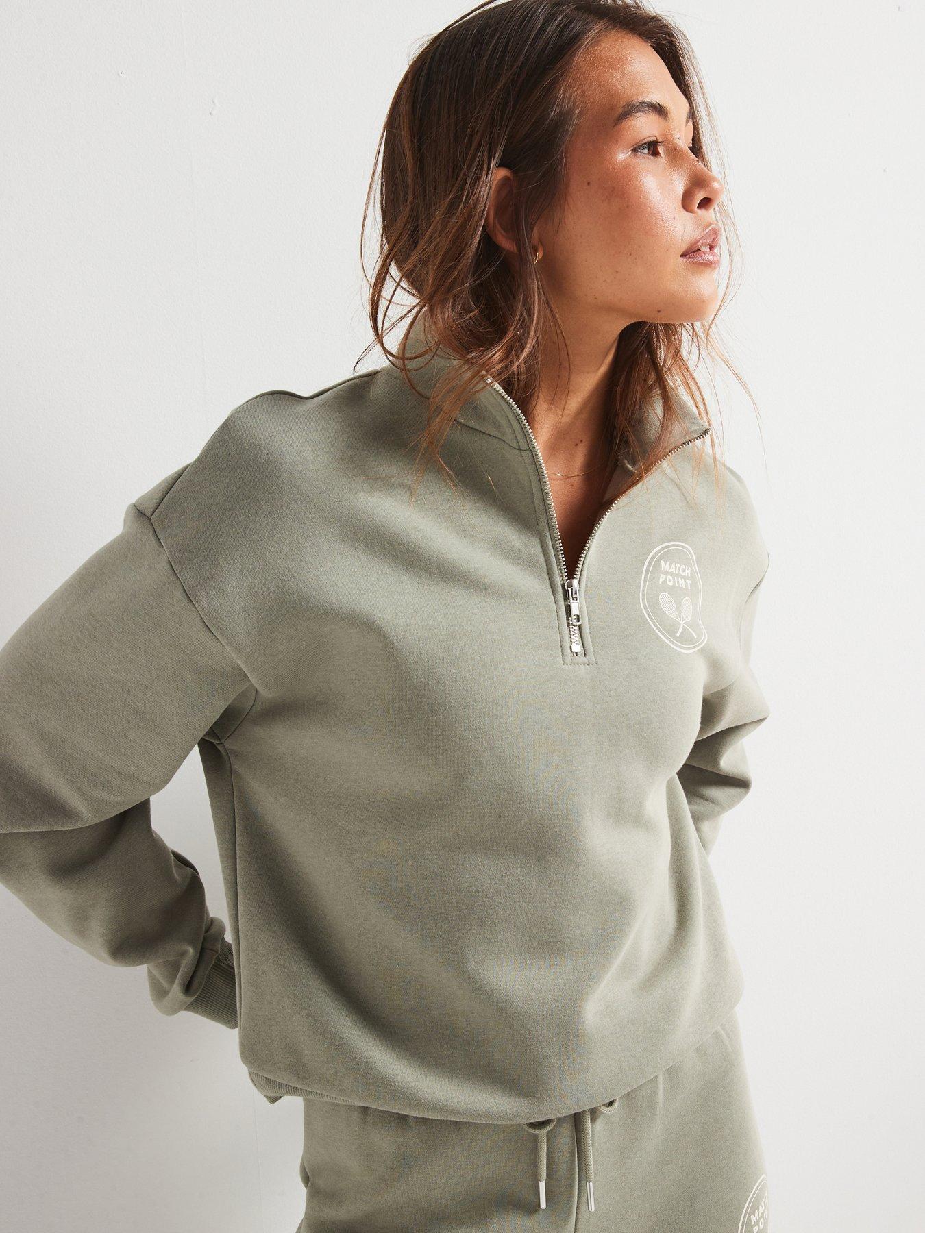 undefined Co-Ord Half Zip Graphic - Sage