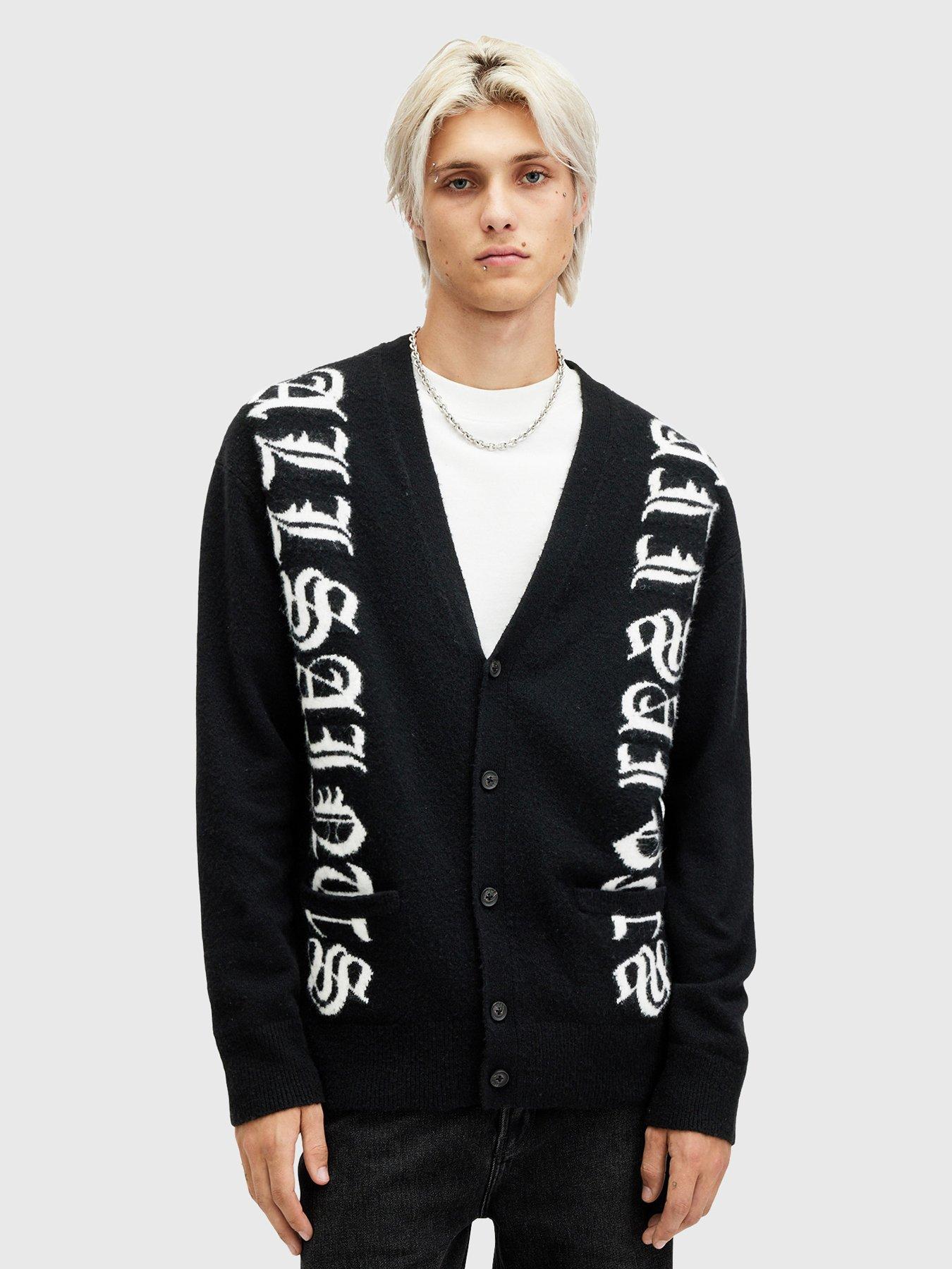 undefined Scripture Logo Knitted Cardigan - Black