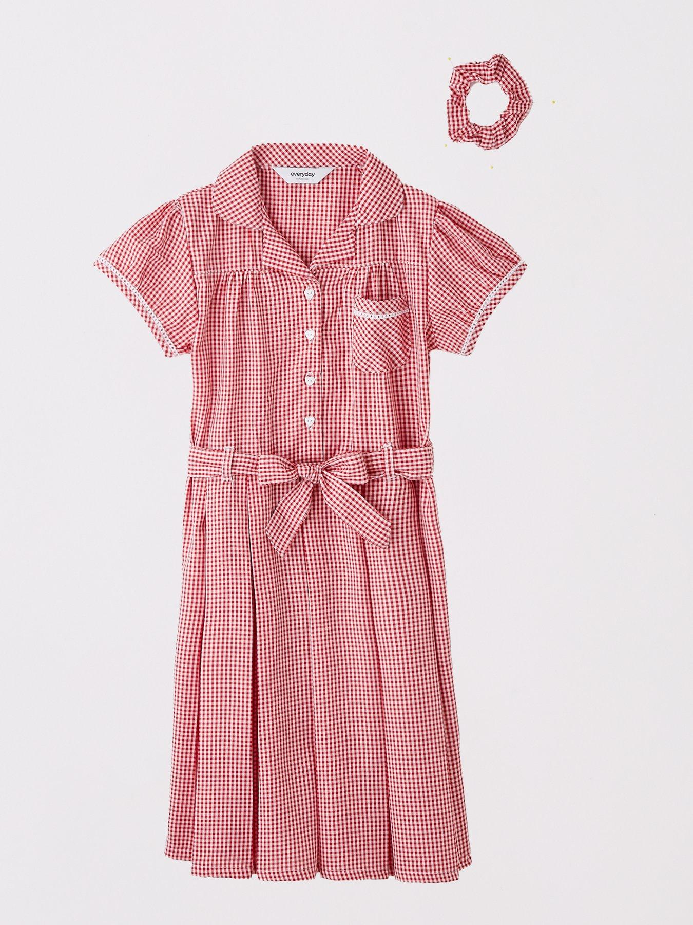 Image 2 of 5 of Everyday Girls 2 Pack Gingham Water-Repellent School Summer Dress - Red