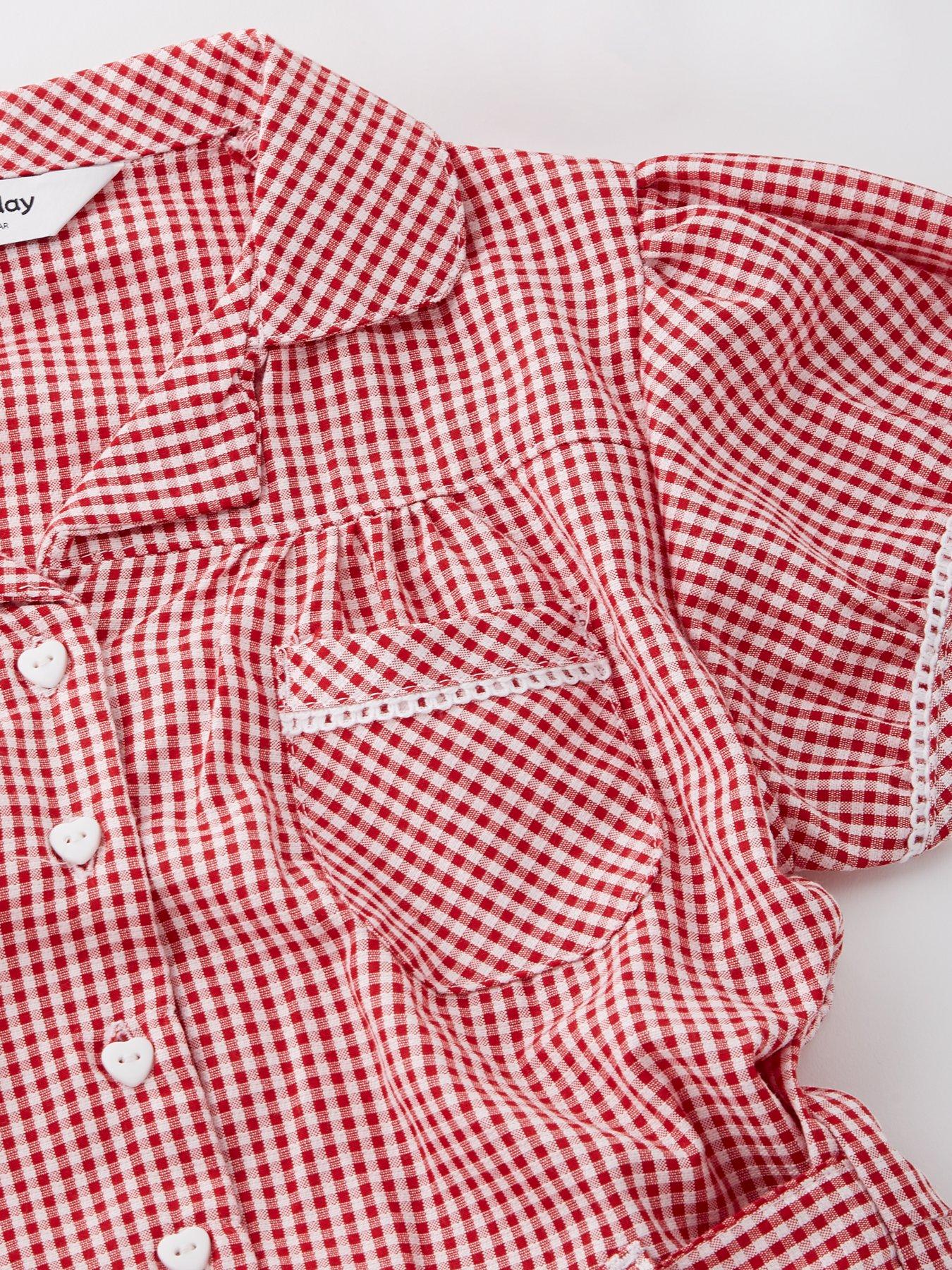 Image 4 of 5 of Everyday Girls 2 Pack Gingham Water-Repellent School Summer Dress - Red