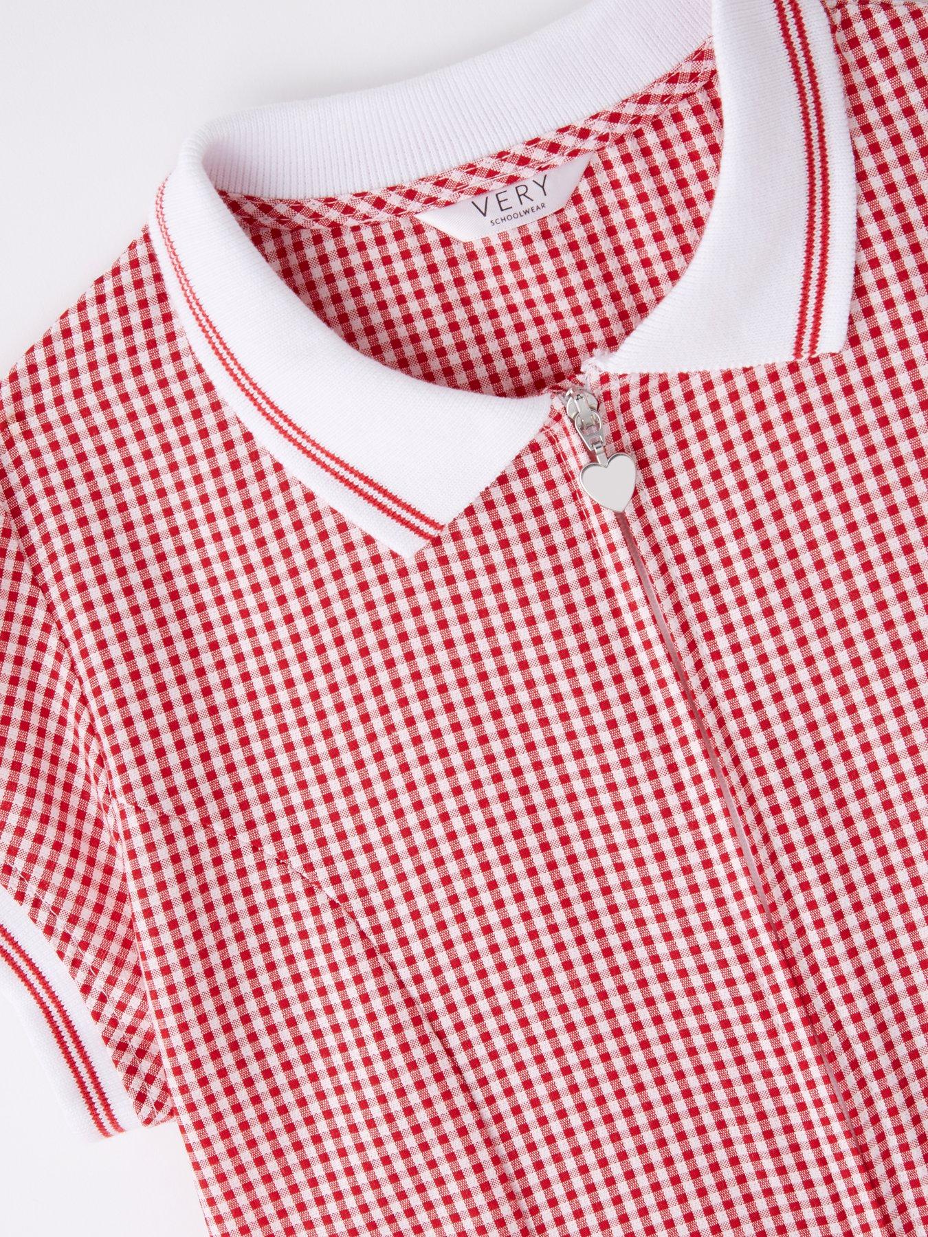 Image 3 of 5 of V by Very Girls Rib Collar School Summer Gingham Dress - Red