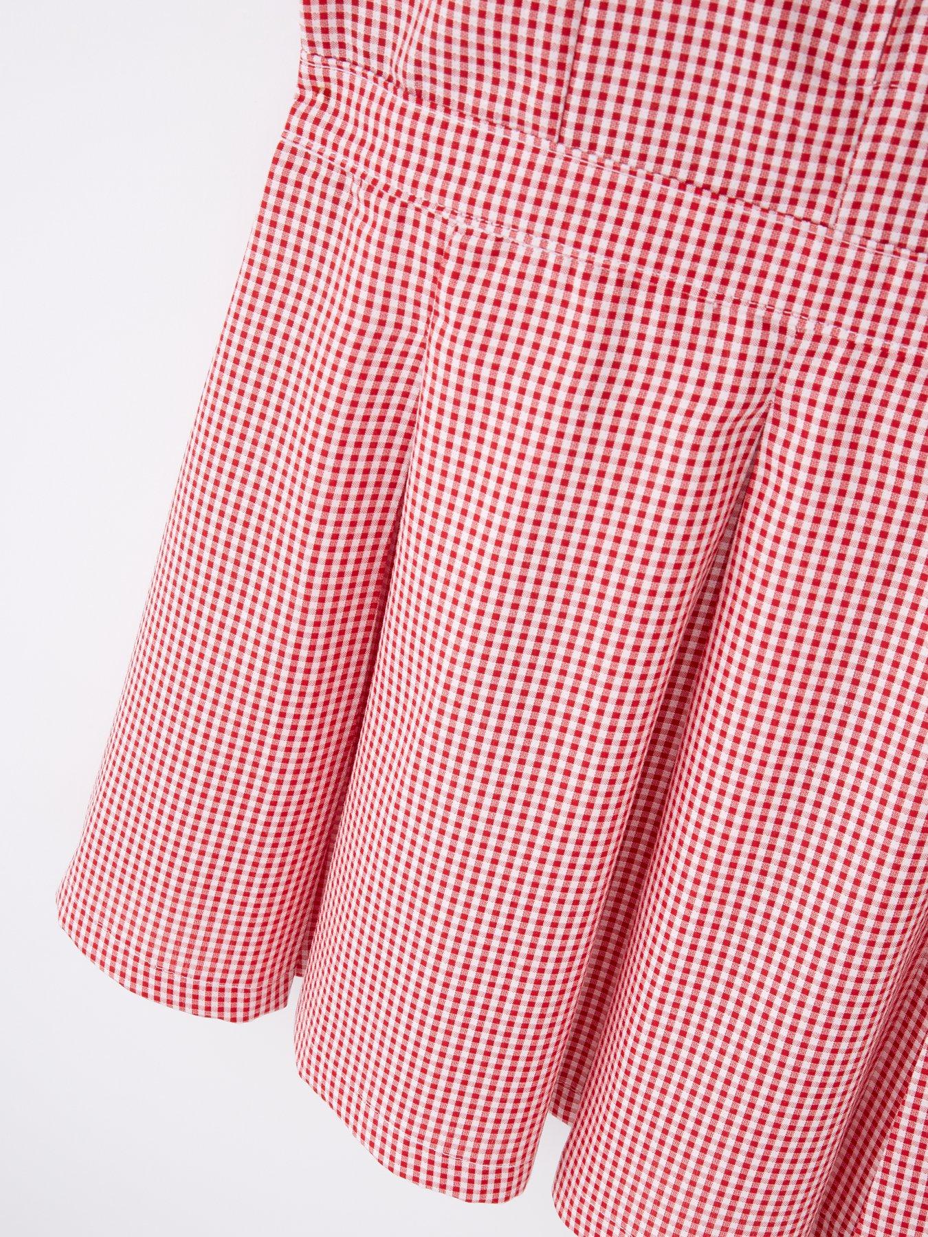 Image 5 of 5 of V by Very Girls Rib Collar School Summer Gingham Dress - Red