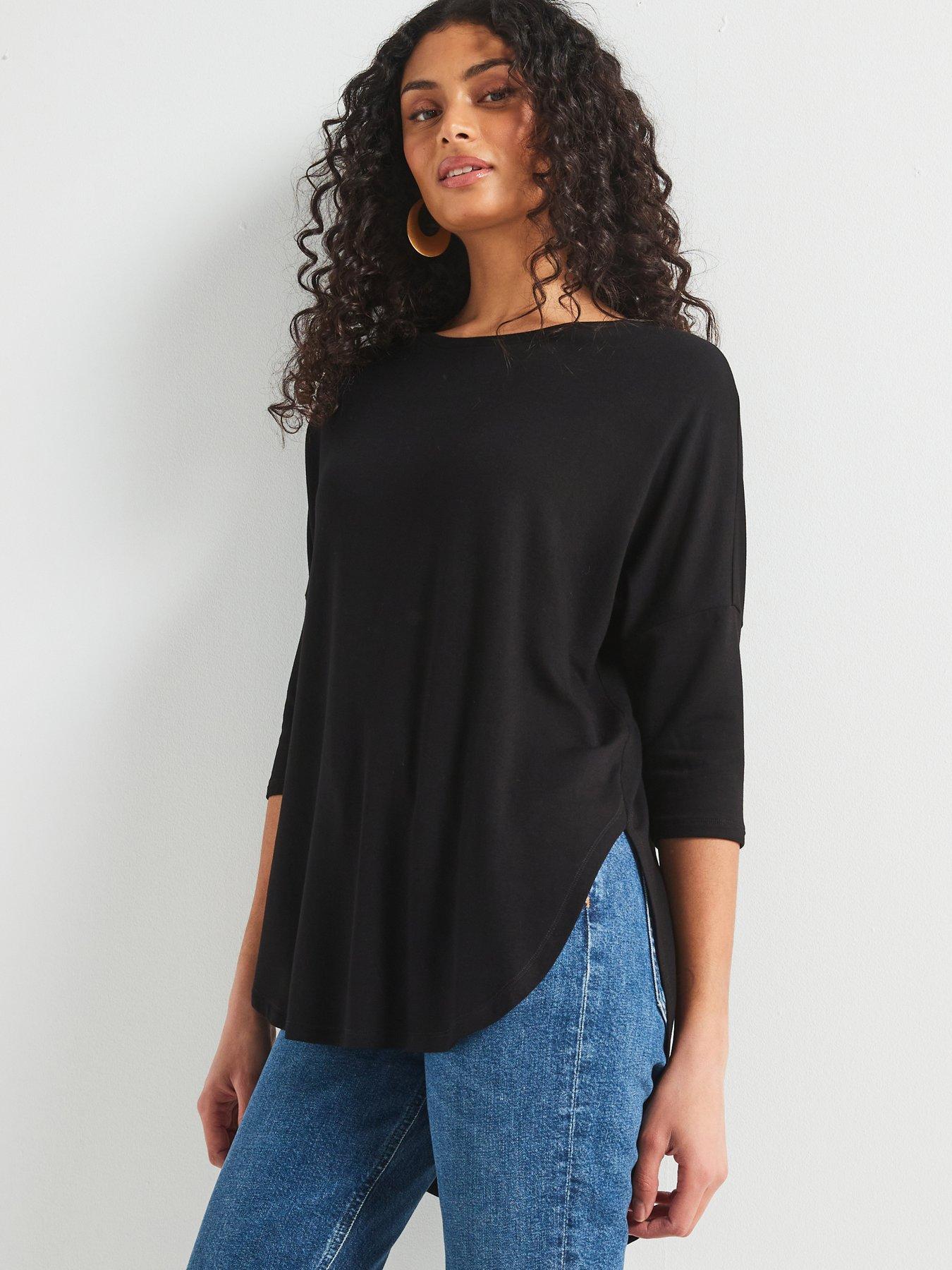 undefined Longline Oversized Top - Black
