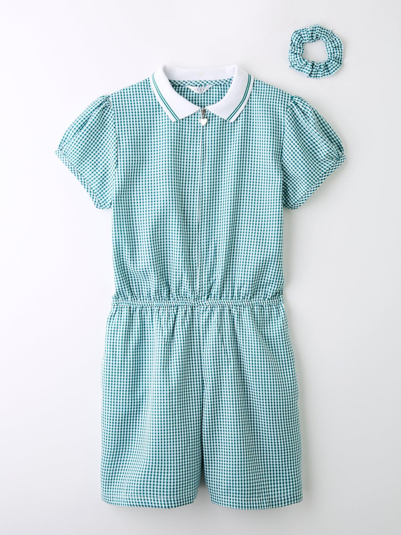 undefined Girls Gingham Playsuit - Green