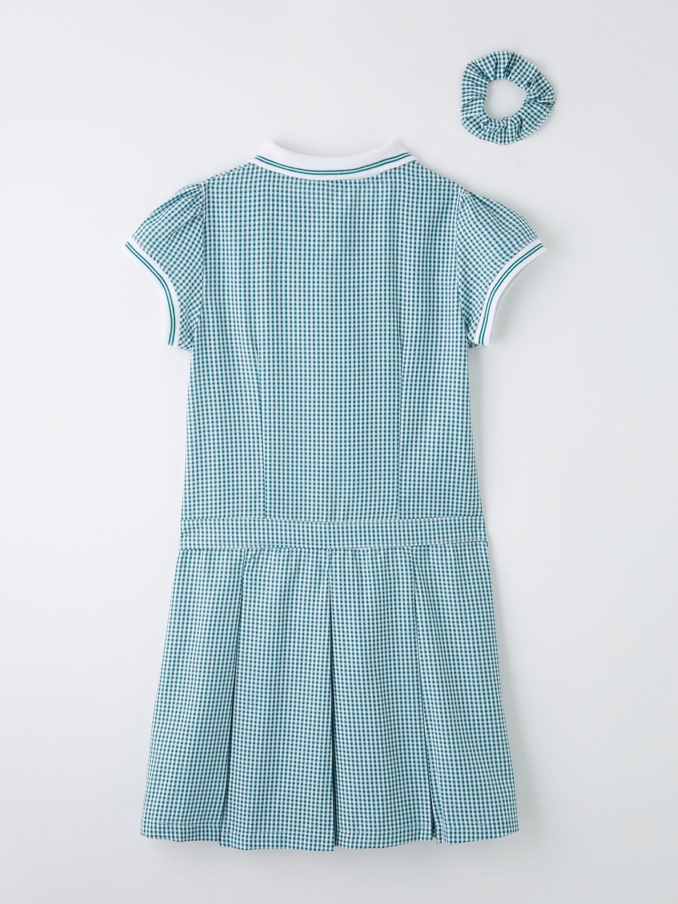 Image 2 of 5 of V by Very Girls Rib Collar Summer Gingham School Dress - Green