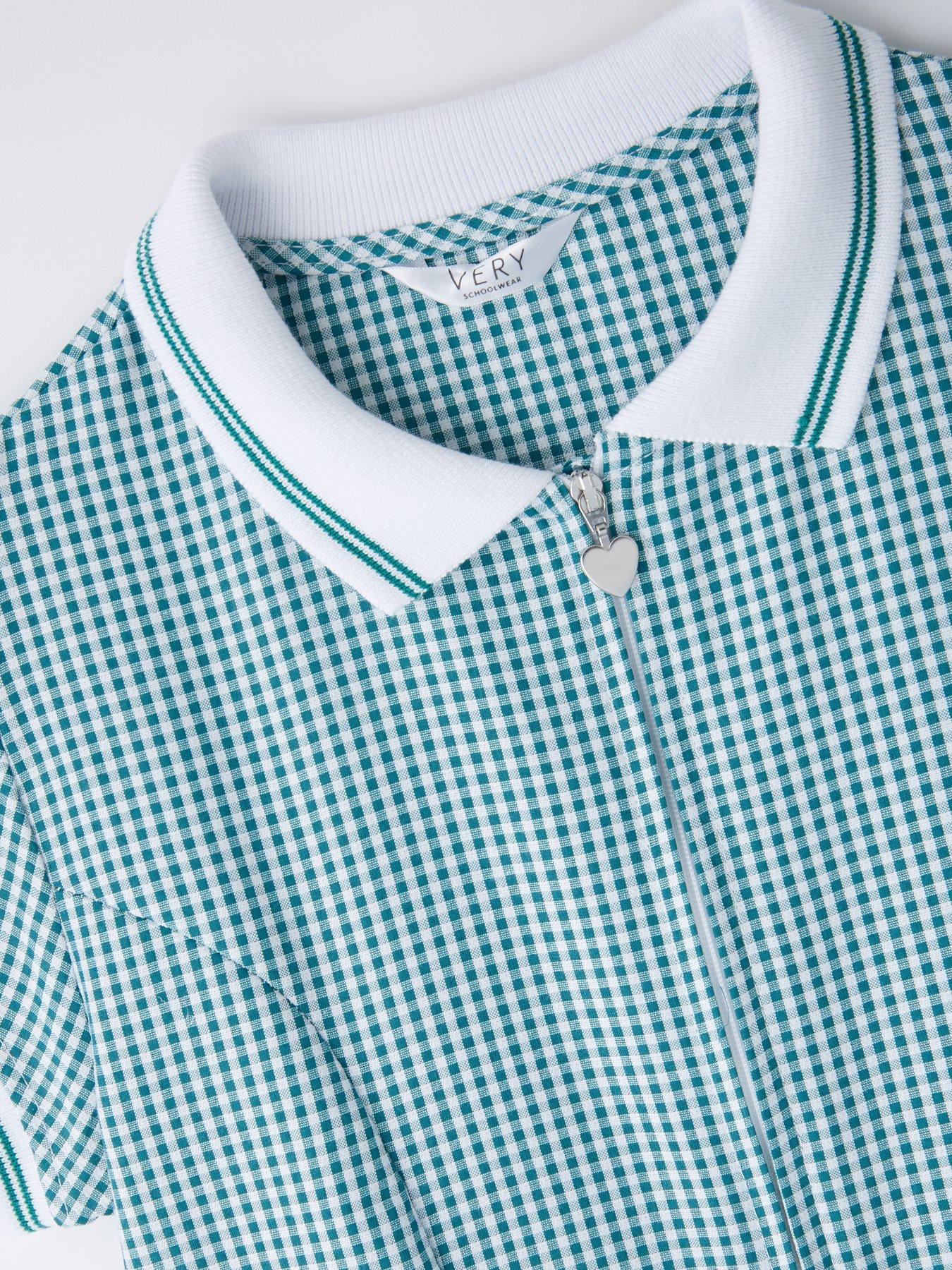 Image 3 of 5 of V by Very Girls Rib Collar Summer Gingham School Dress - Green