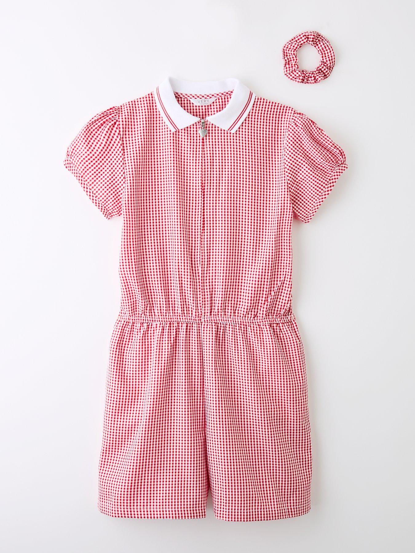 undefined Girls Gingham Playsuit - Red