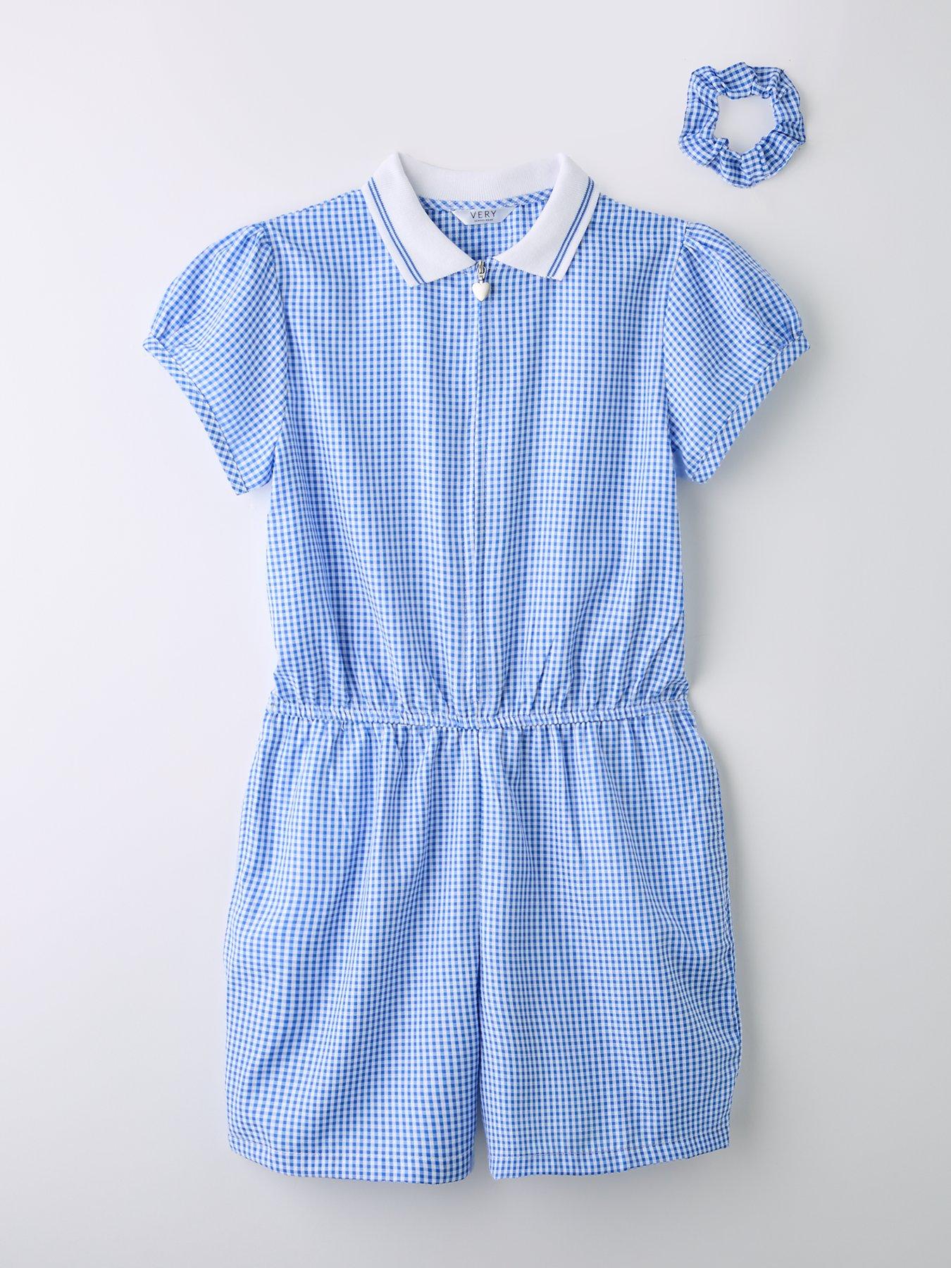 undefined Girls Gingham Playsuit - Blue