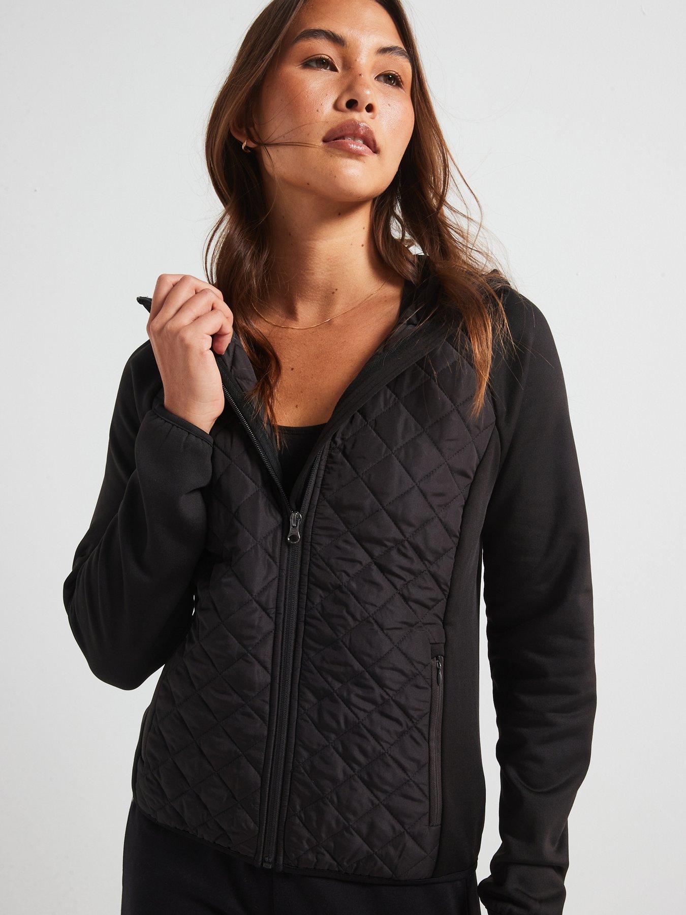 undefined Quilted Zip Up Jacket - Black