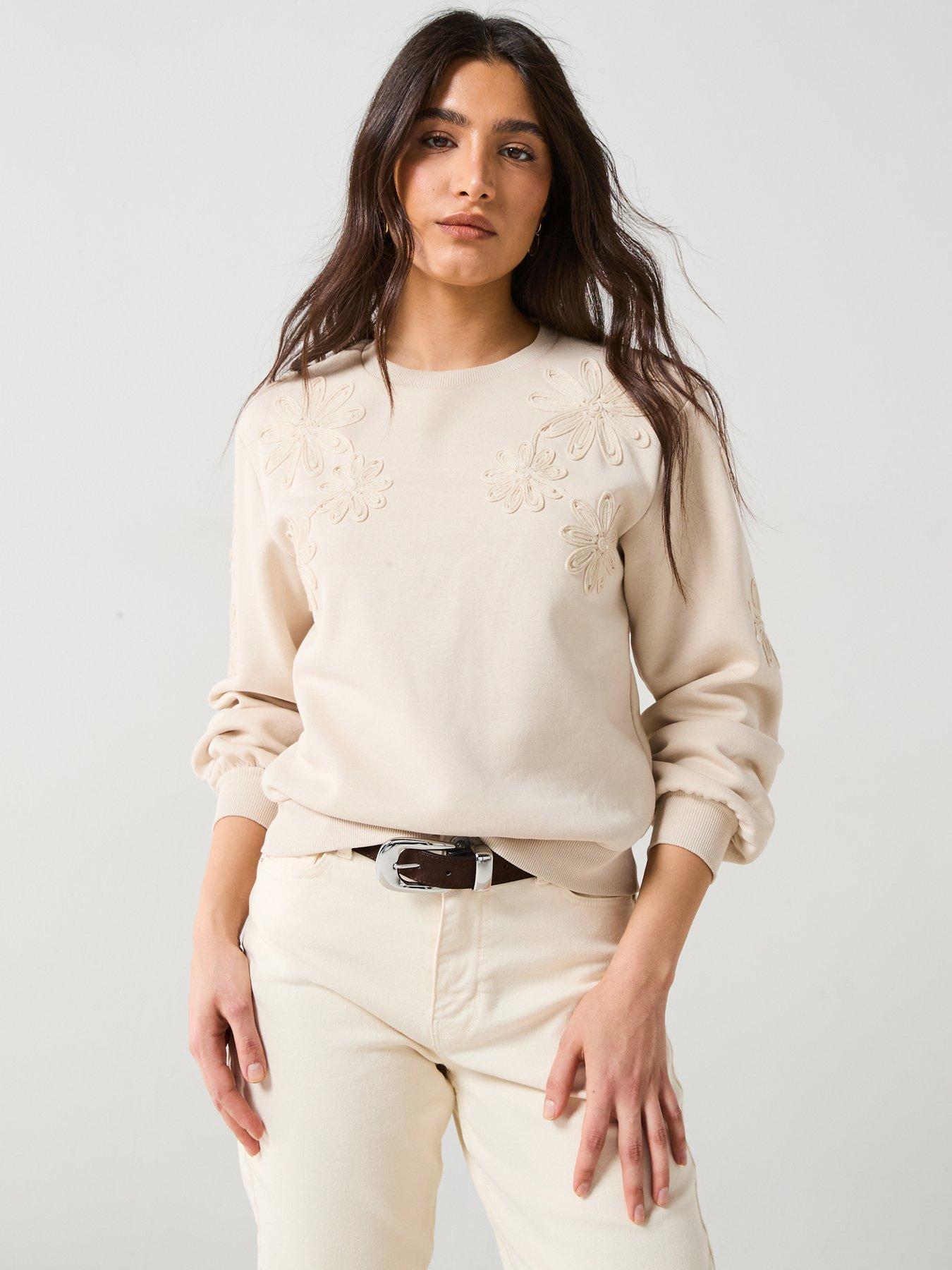 undefined Floral Placement Sweat - Beige