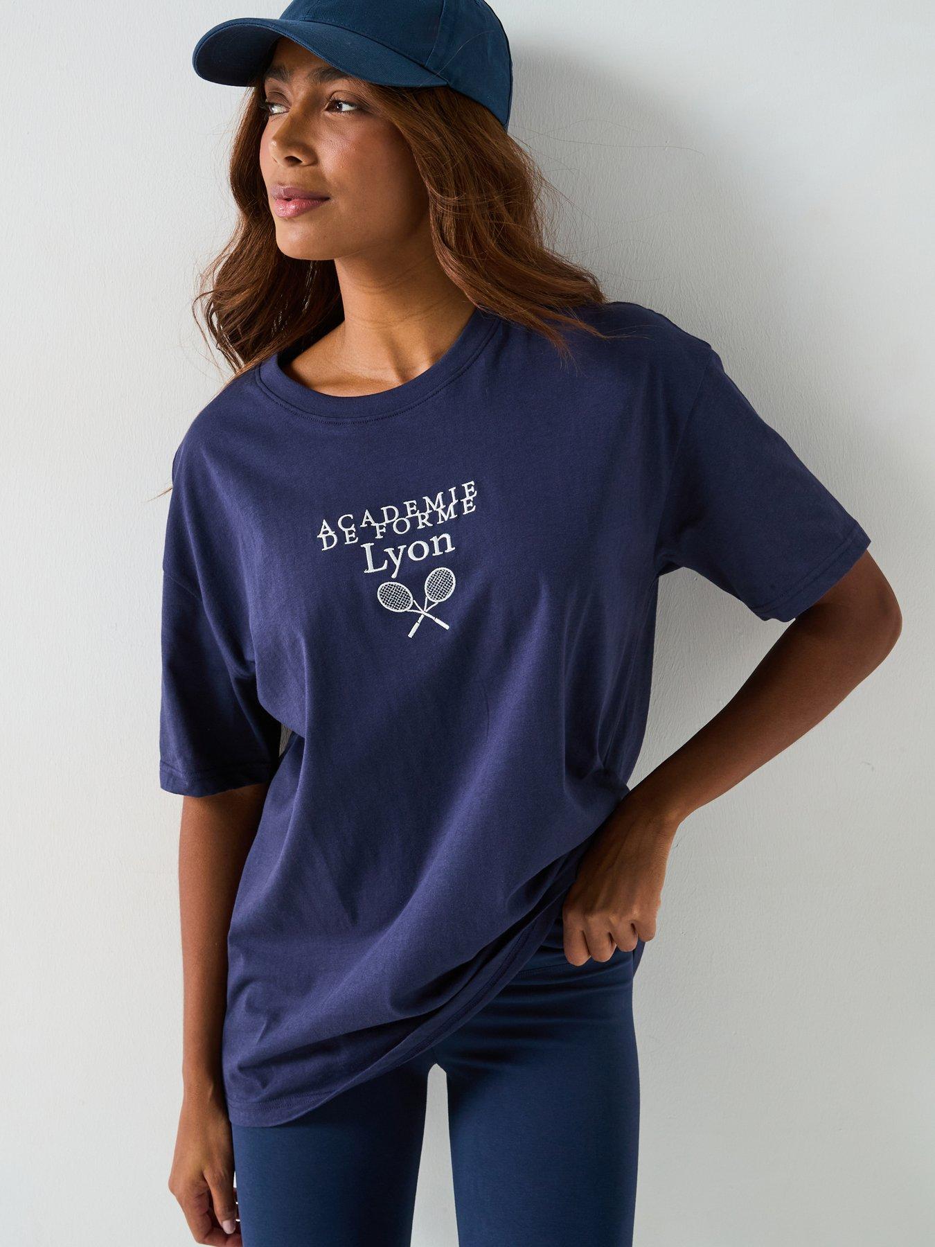 undefined Tennis Graphic T-Shirt - Navy
