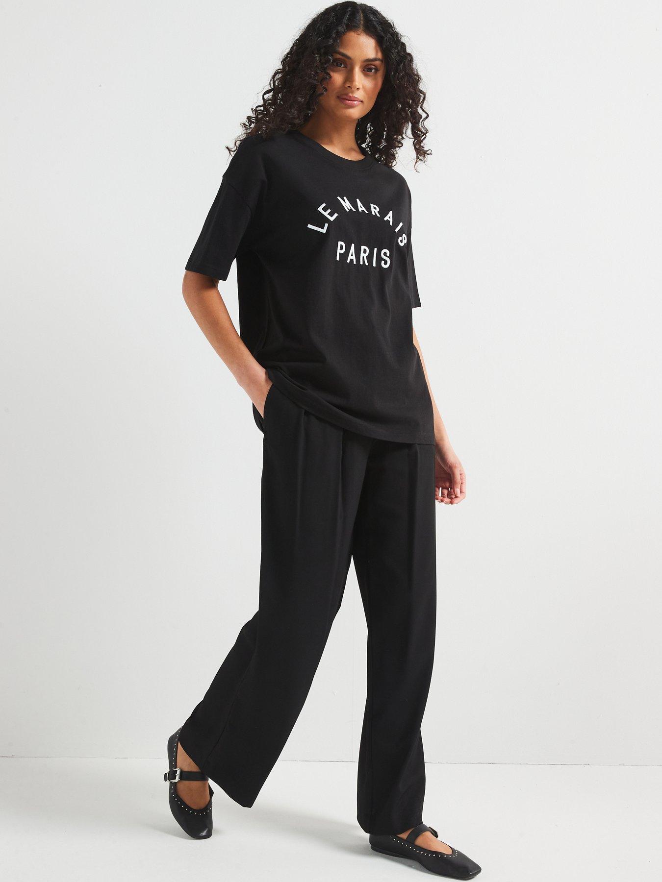 Image 5 of 6 of V by Very Paris Embroidered T-Shirt - Black