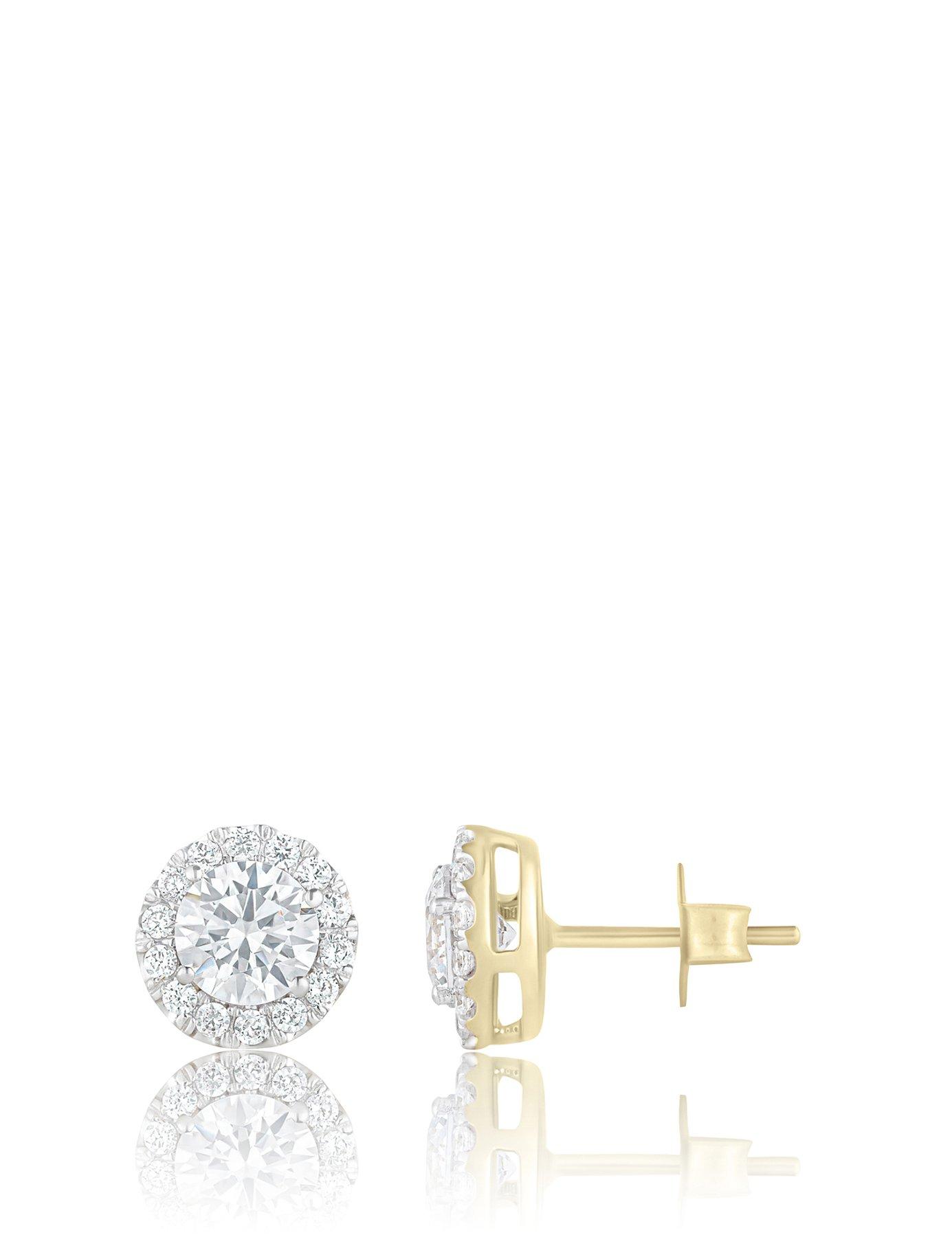 Product photograph of Love Diamond Diamond Stud Halo Earrings G Vs Lab Grown from very.co.uk