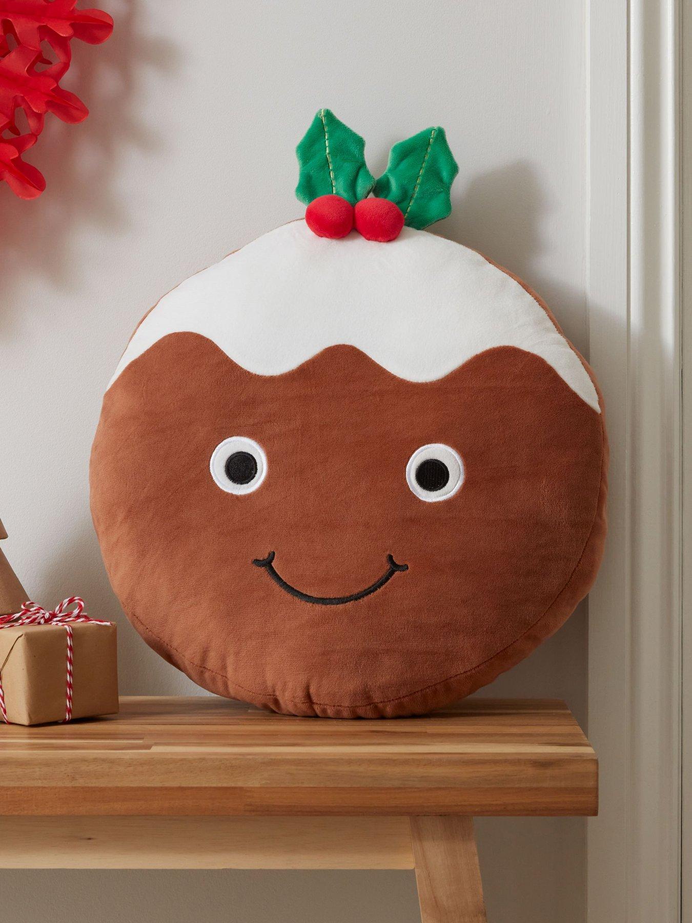 Product photograph of Catherine Lansfield Christmas Pudding 3d Cushion - Brown from very.co.uk