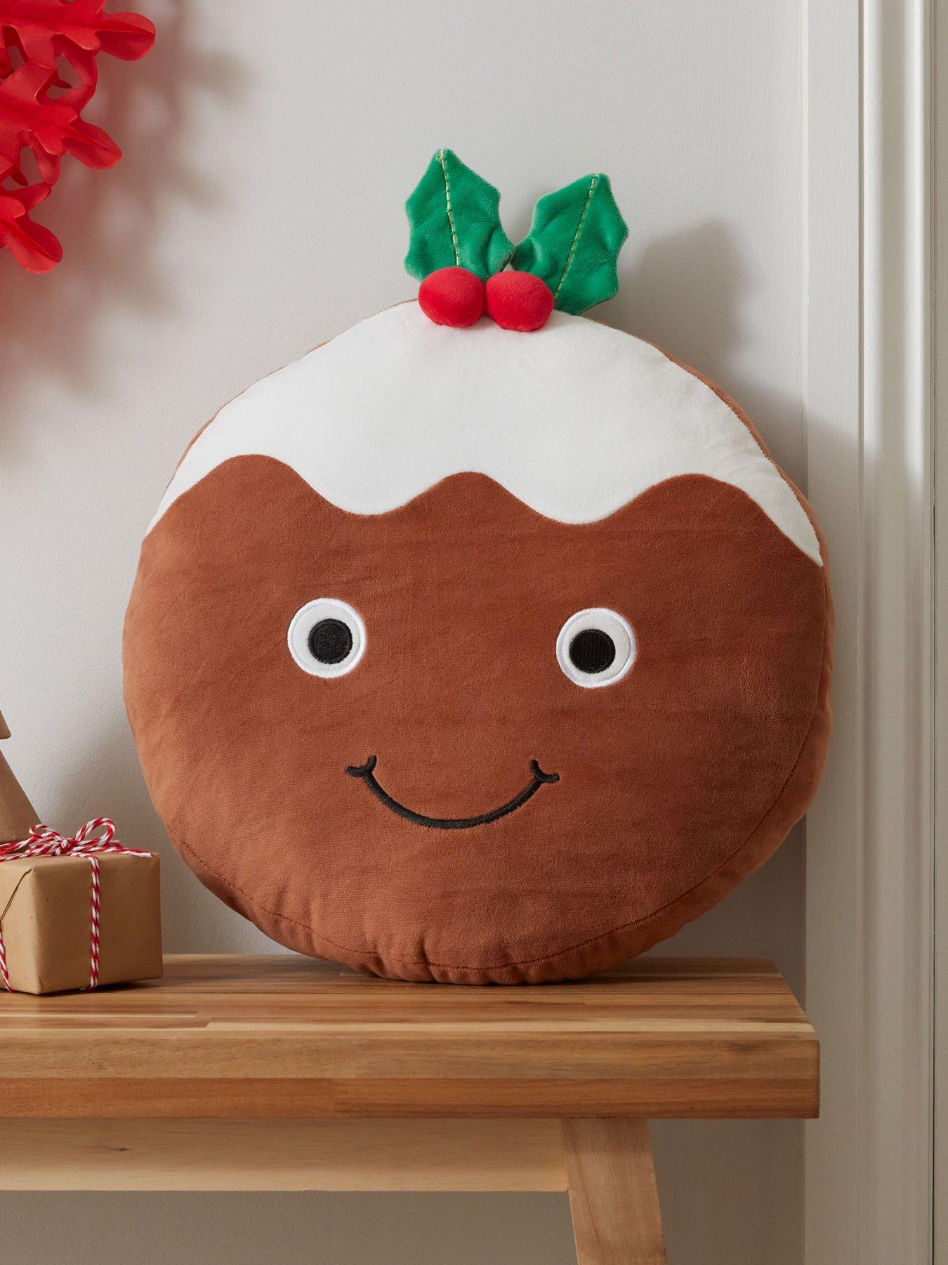 Catherine Lansfield Christmas Pudding 3D Cushion - Brown