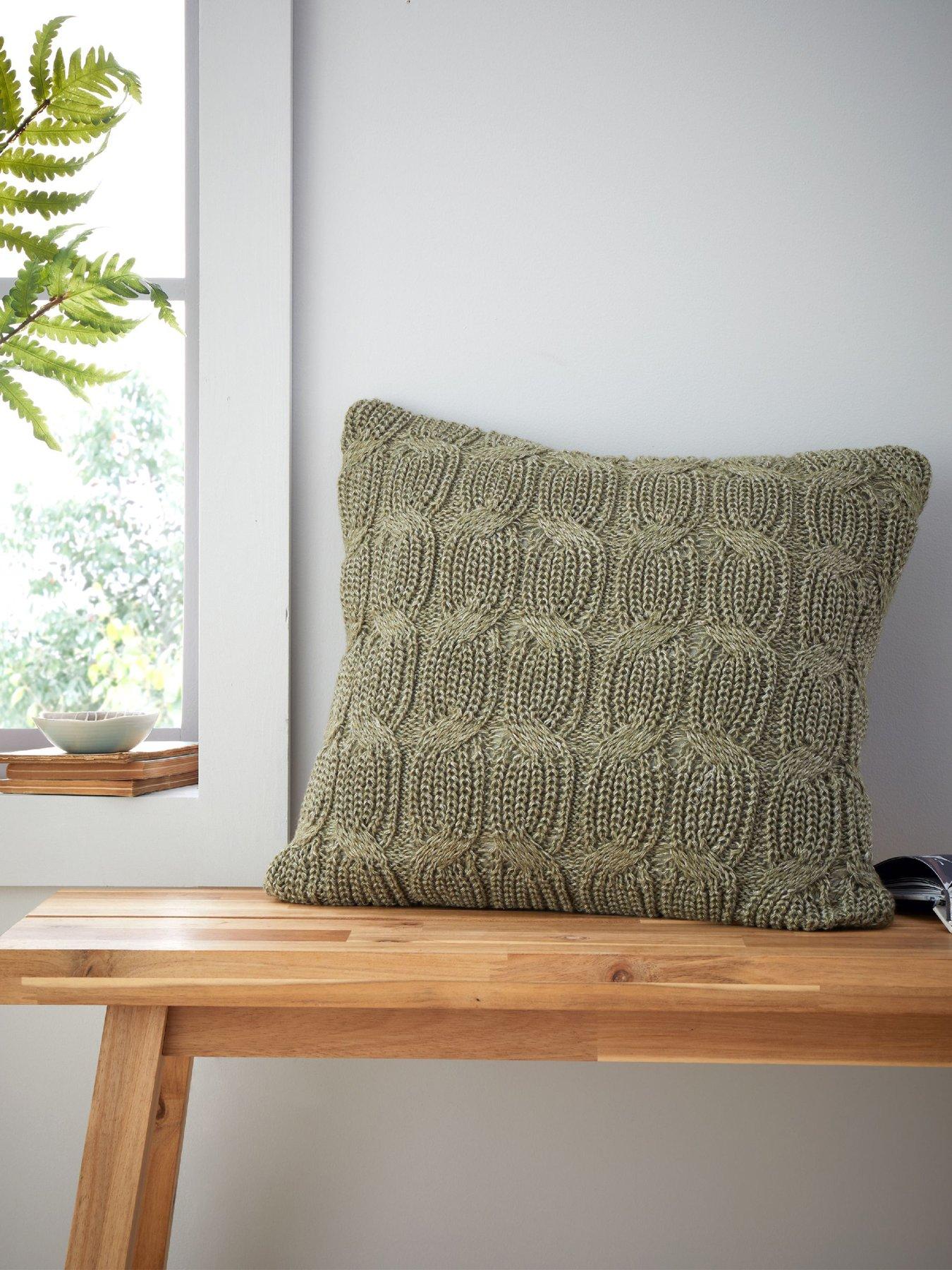 Product photograph of Catherine Lansfield Chunky Marl Knit Cushion 45x45 Cm from very.co.uk