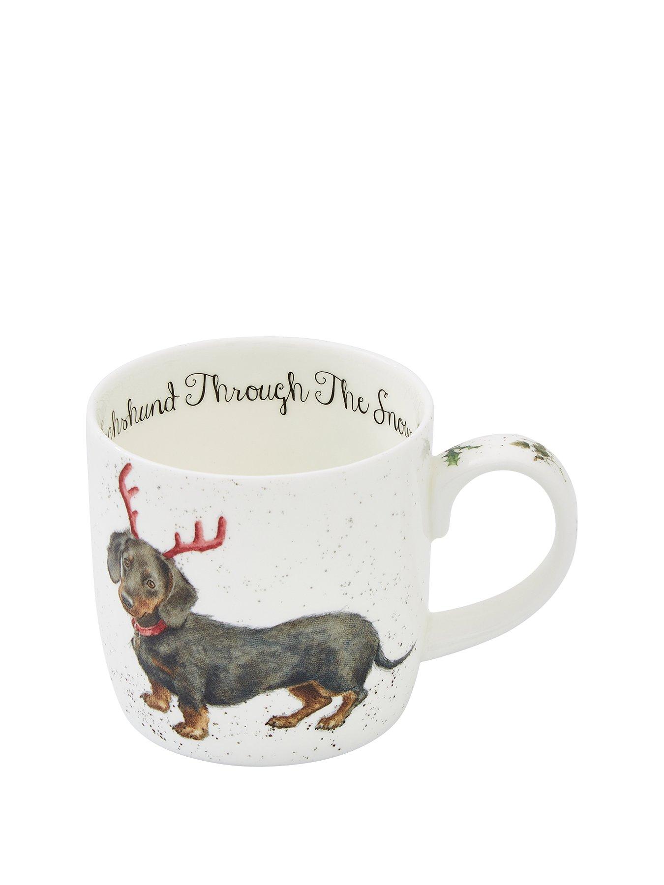 Image 2 of 6 of ROYAL WORCESTER Wrendale Dachshund Through The Snow Mug