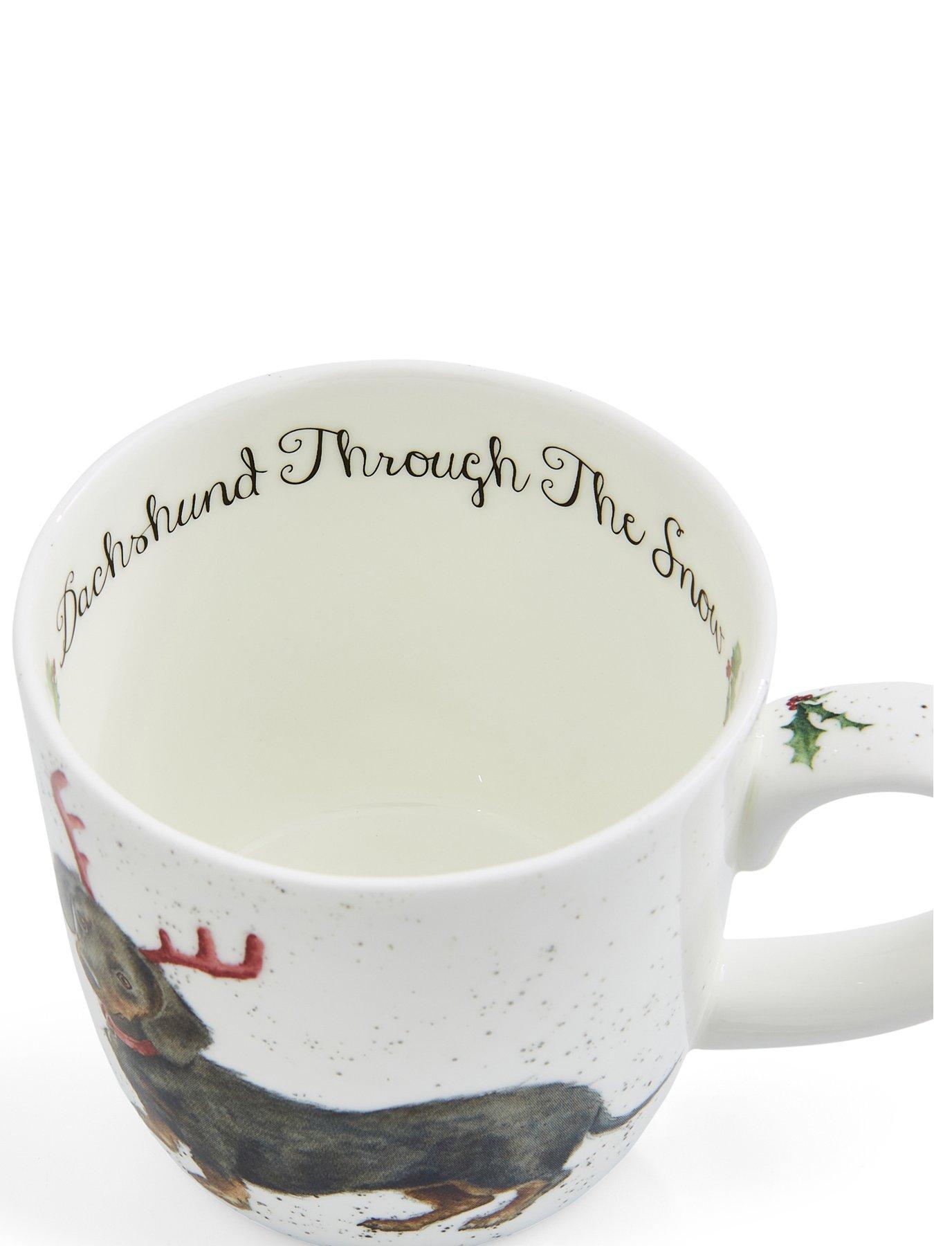 Image 4 of 6 of ROYAL WORCESTER Wrendale Dachshund Through The Snow Mug