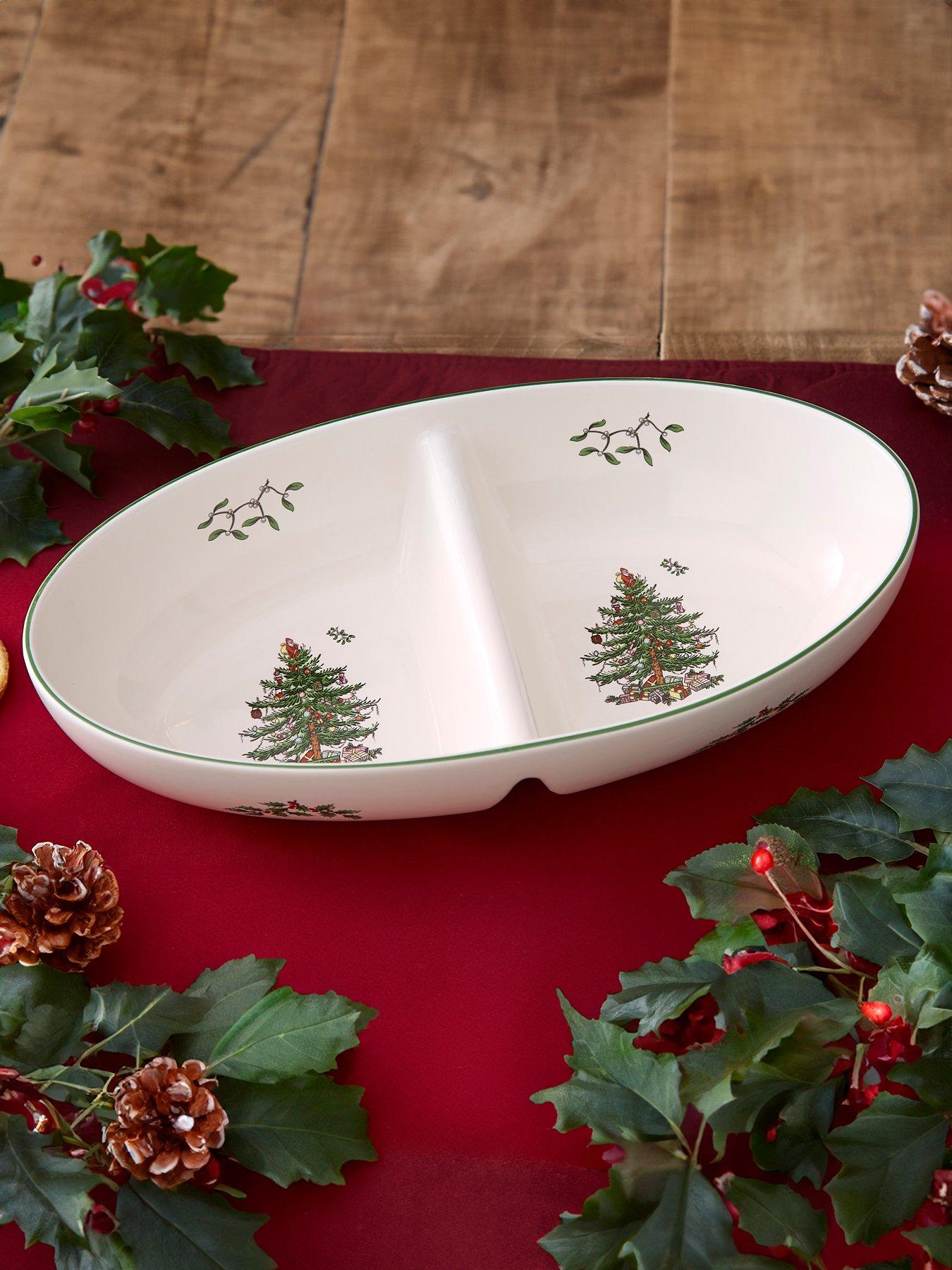 Spode Christmas Tree Divided Serving Platter Very
