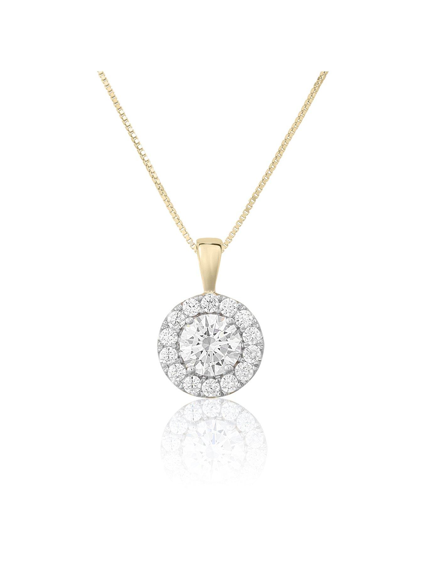 Product photograph of Love Diamond Diamond Halo Pendant Necklace G Vs Lab Grown from very.co.uk