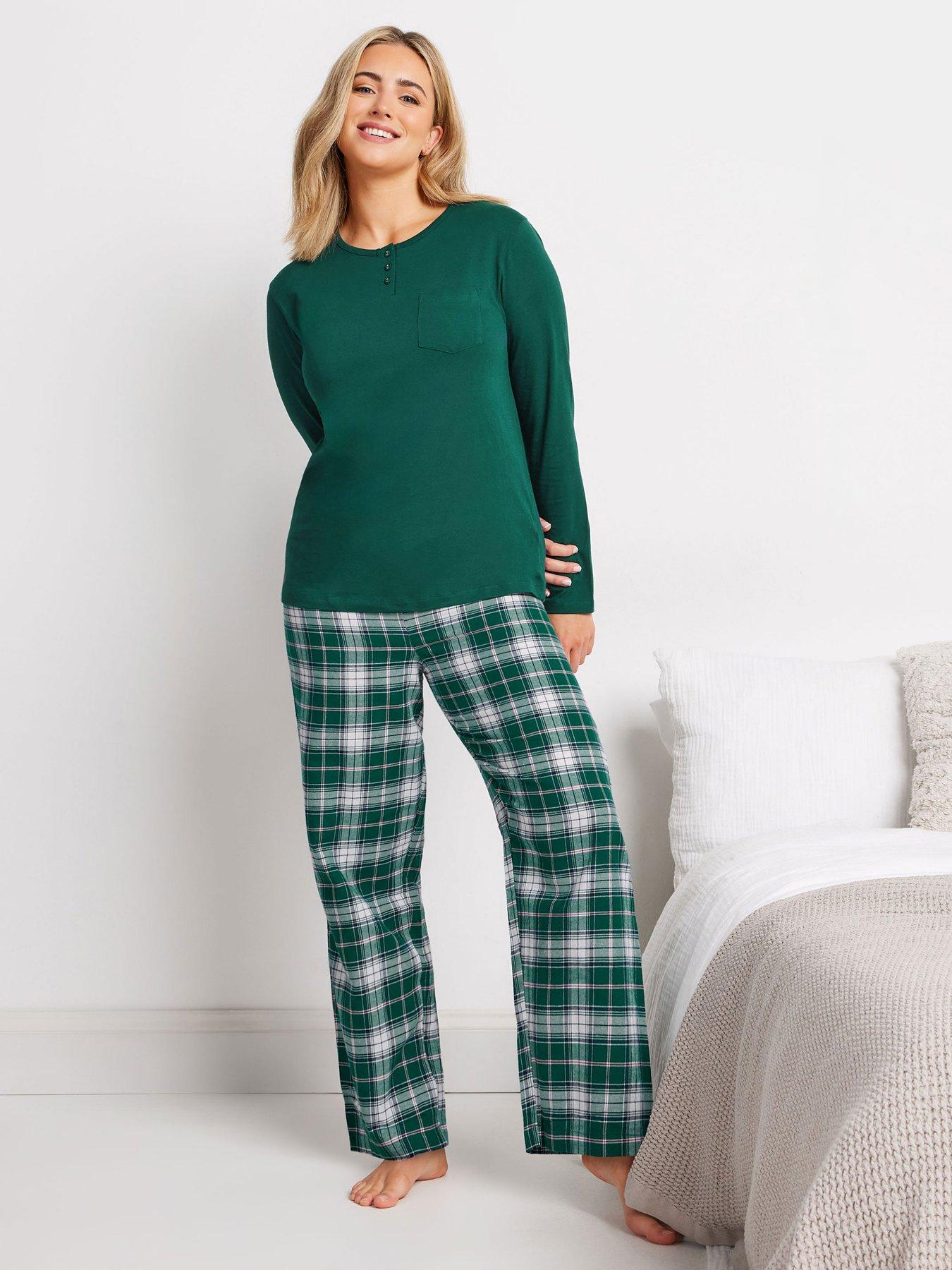 Image 1 of 4 of M&Co Jersey Woven Pj Set - Green