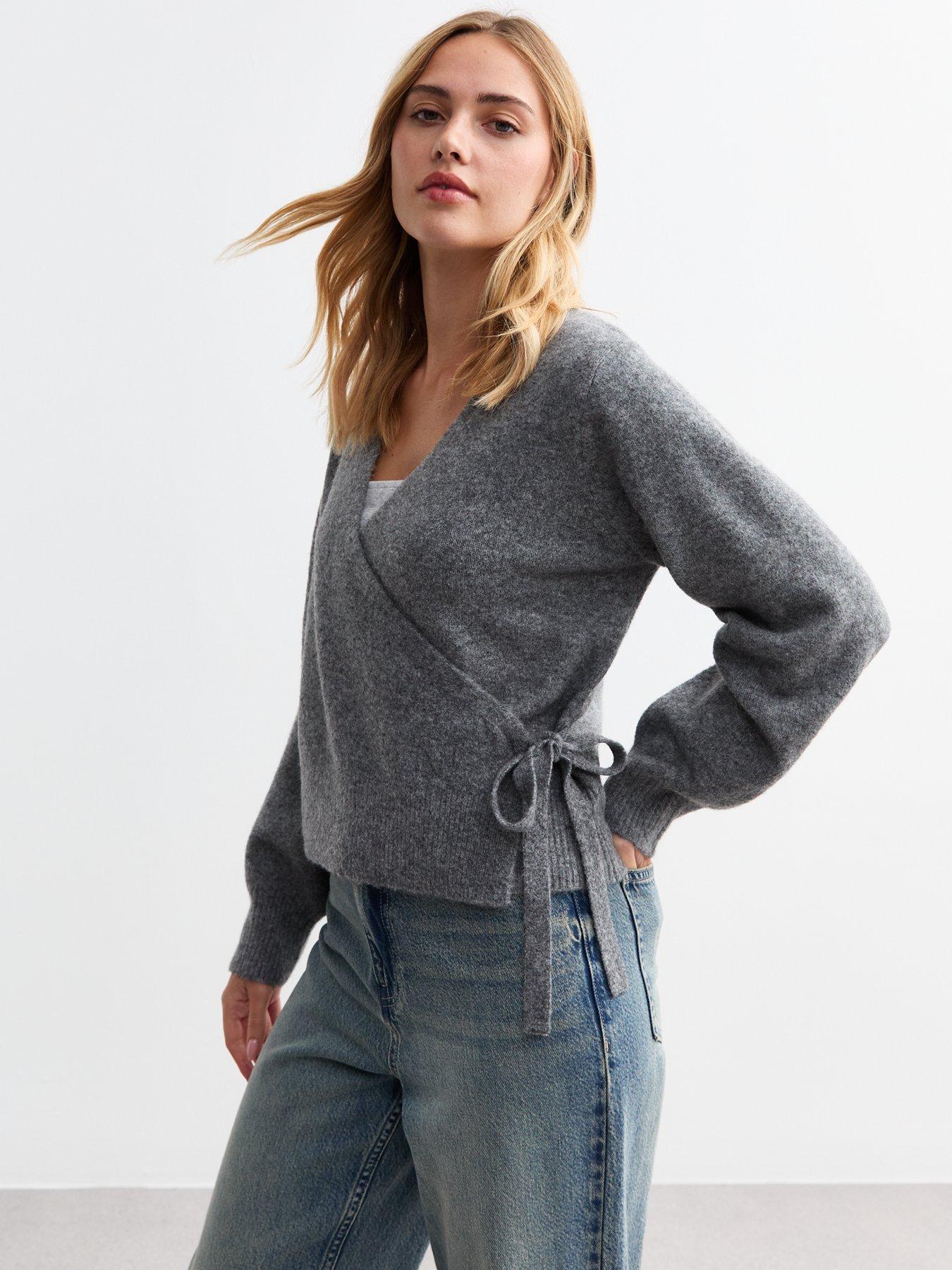 undefined Knit Wrap Jumper - Grey