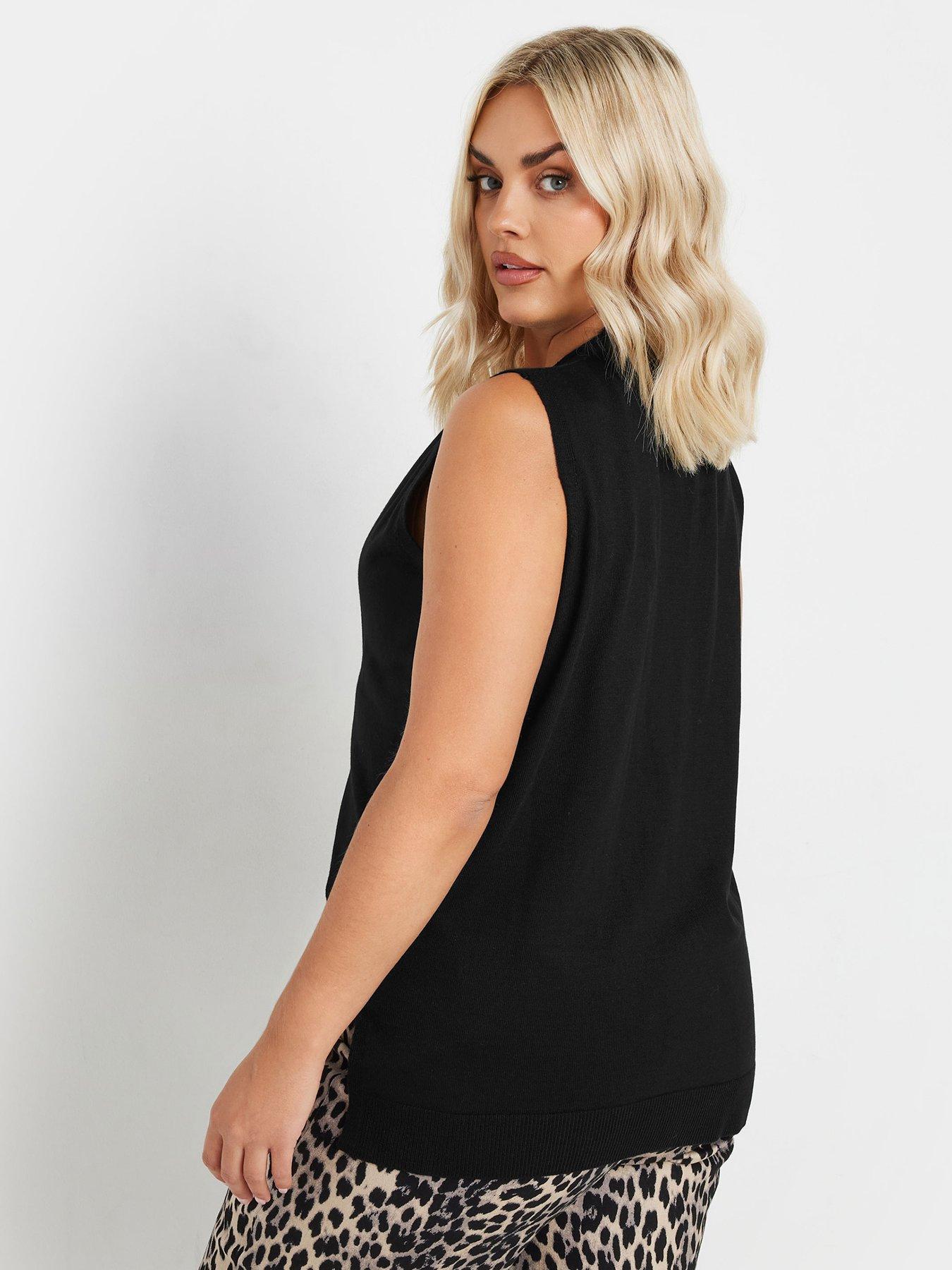 Image 2 of 5 of Yours Curve Knitted Button Vest - Black