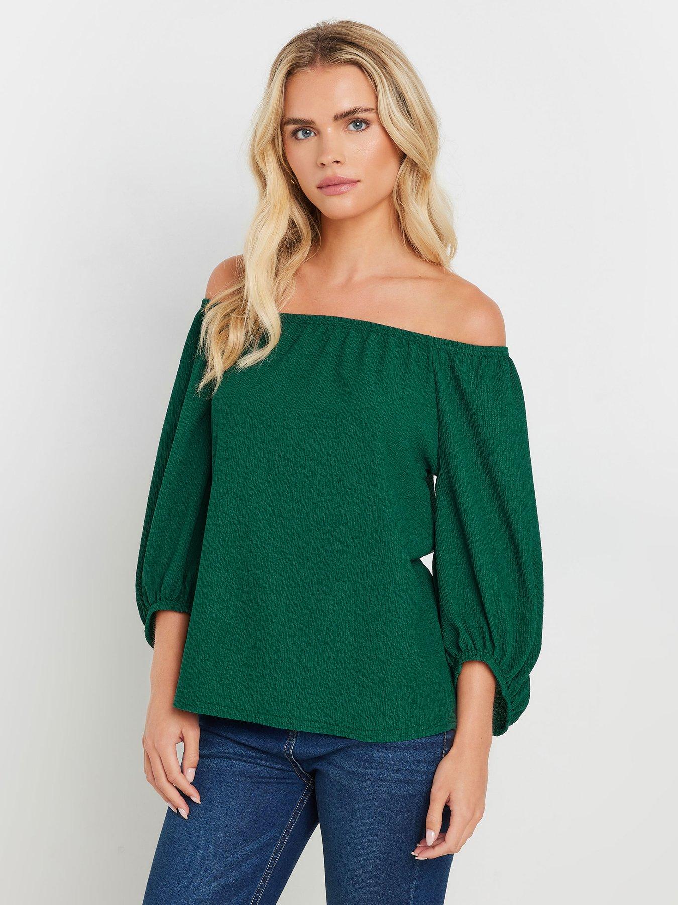 Image 1 of 4 of M&Co Petite Tree Bark Bardot Top