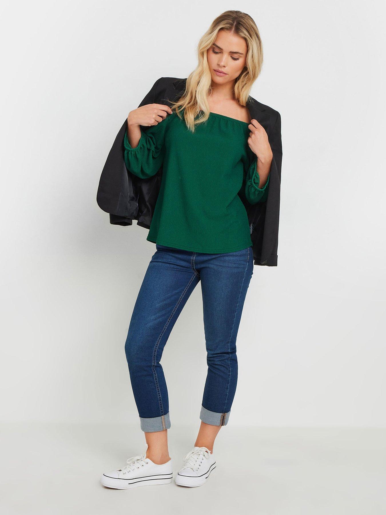 Image 3 of 4 of M&Co Petite Tree Bark Bardot Top