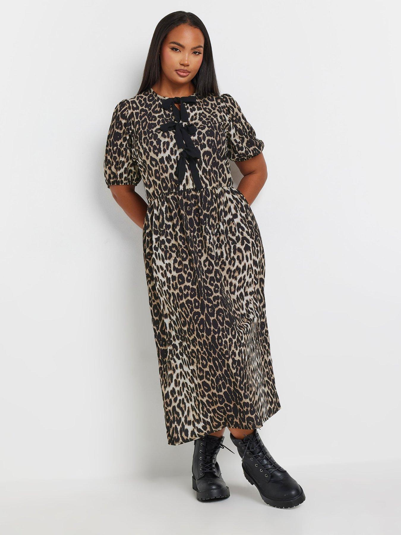 Yours Curve Woven Leopard Bow Dress Very