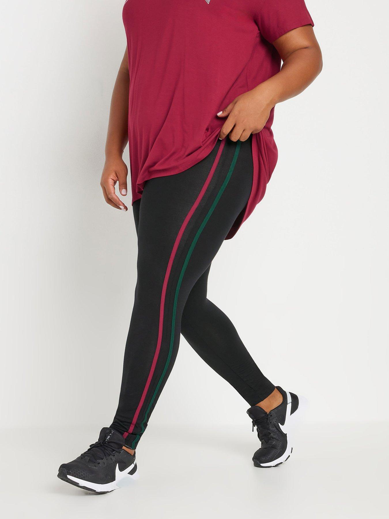 undefined Curve Side Stripe Active Leggings - Black