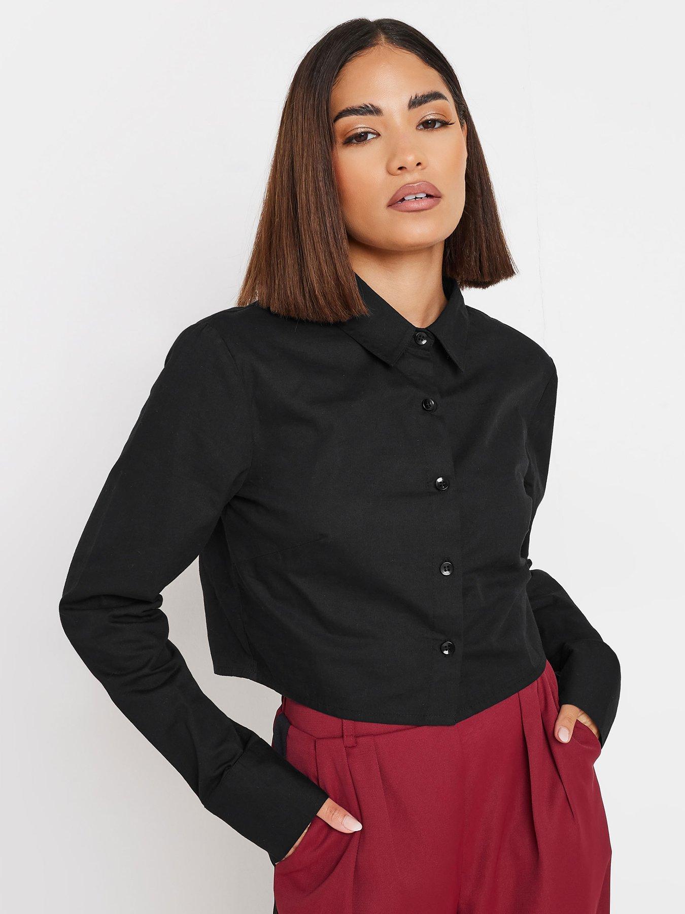 undefined Petite Cropped Shirt - Black