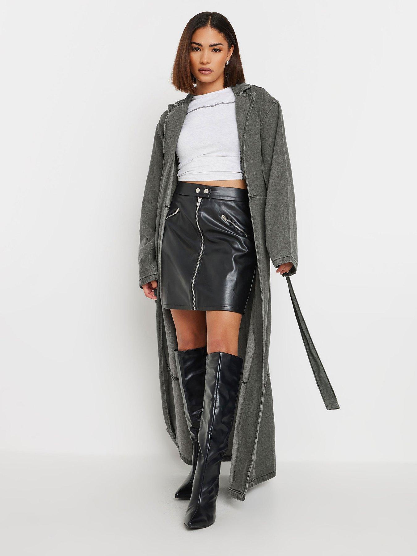 Image 1 of 4 of PixieGirl Petite Denim Trench Coat
