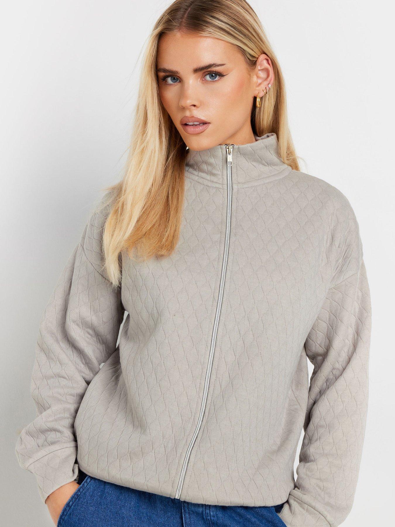 undefined Petite Quilted Zip Through Jacket - Grey