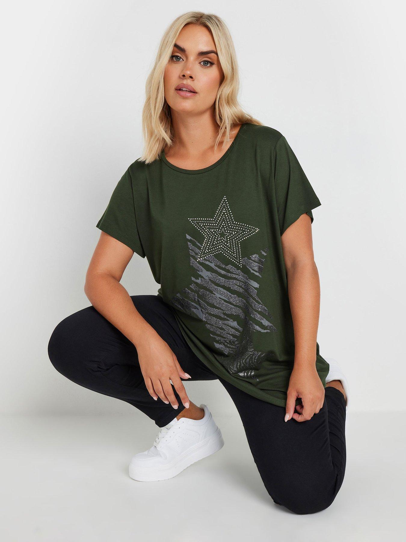 undefined Curve  Glitter Star T-shirt - Green