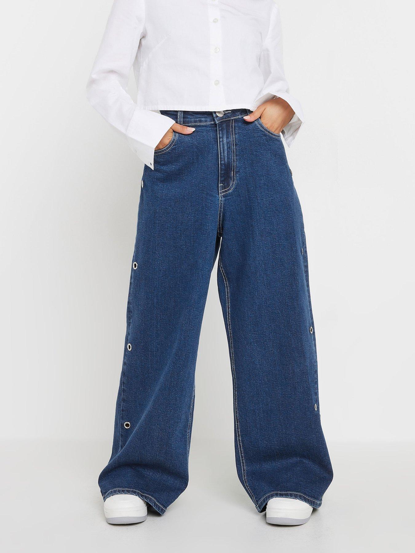 Image 1 of 4 of PixieGirl Petite Eyelet Detail Jeans - Blue