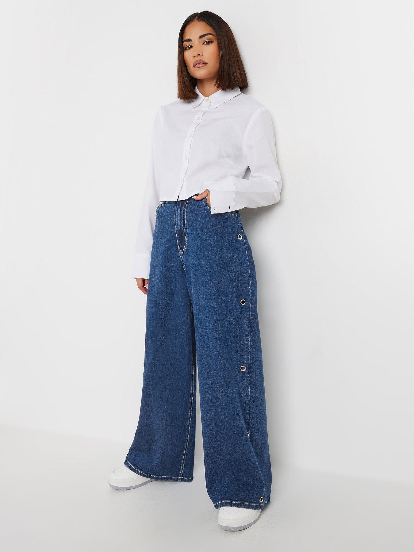 Image 3 of 4 of PixieGirl Petite Eyelet Detail Jeans - Blue