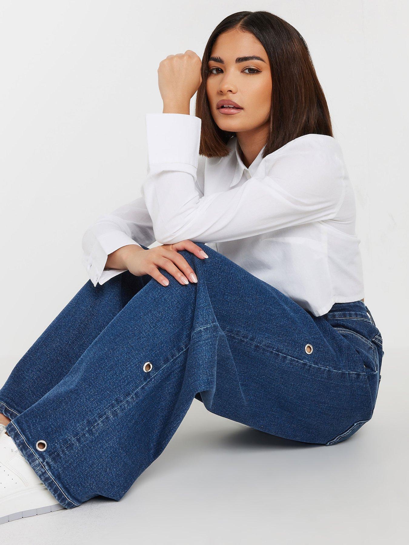 Image 4 of 4 of PixieGirl Petite Eyelet Detail Jeans - Blue