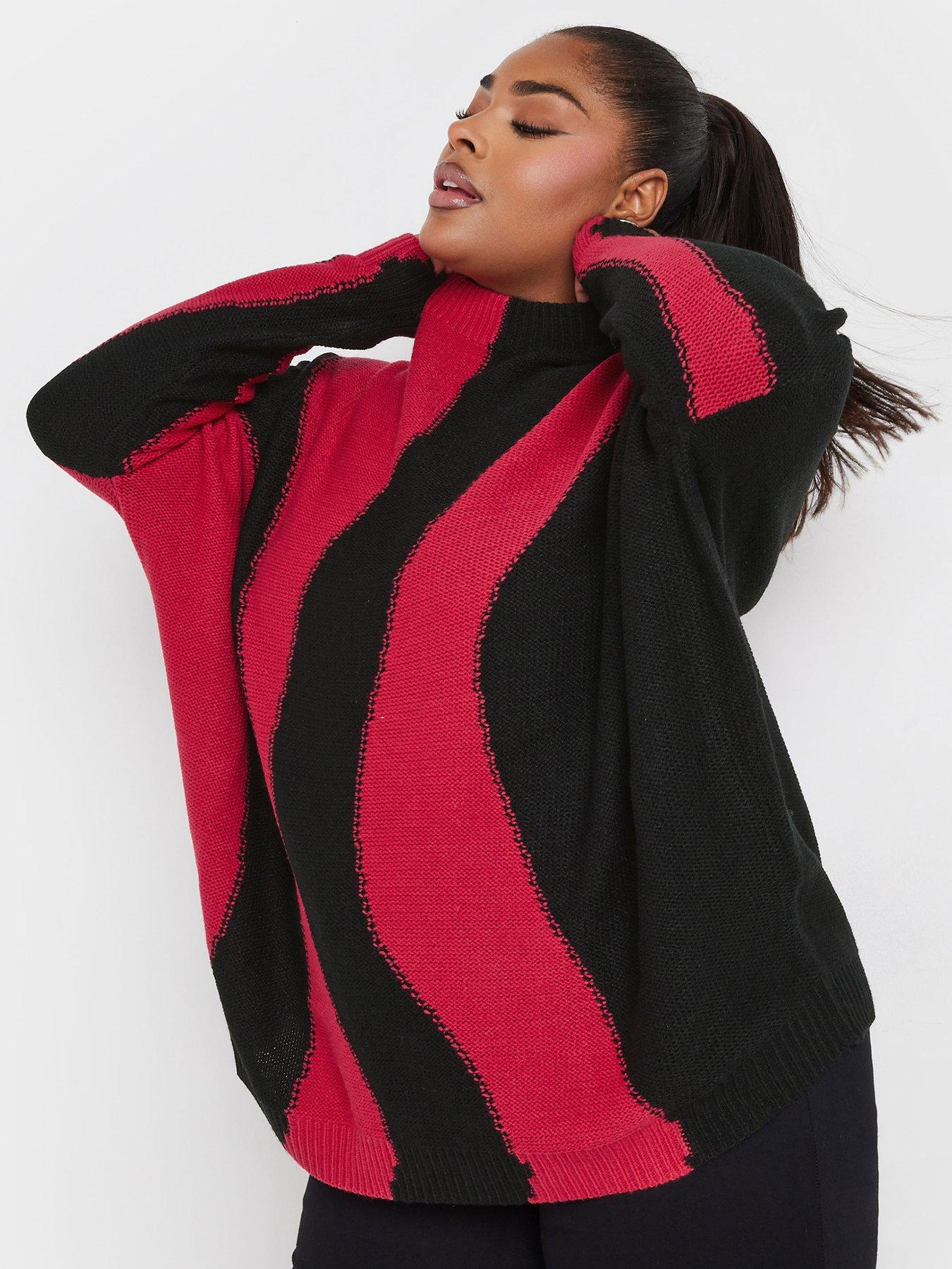 Yours Curve Oversized Colourblock Swirl Jumper