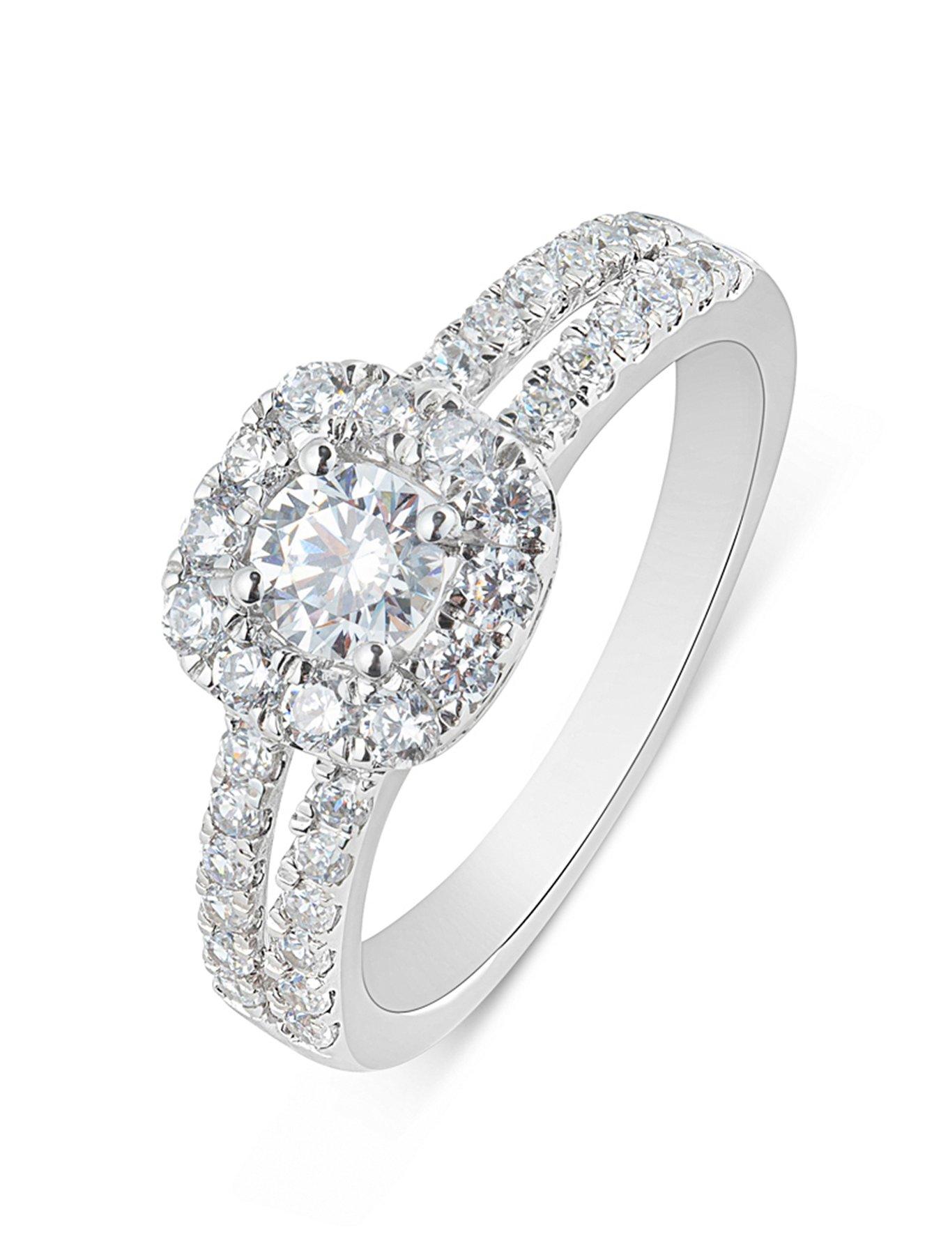 Product photograph of Love Diamond 1ct Diamond Solitaire Halo Ring G Vs Lab Grown from very.co.uk