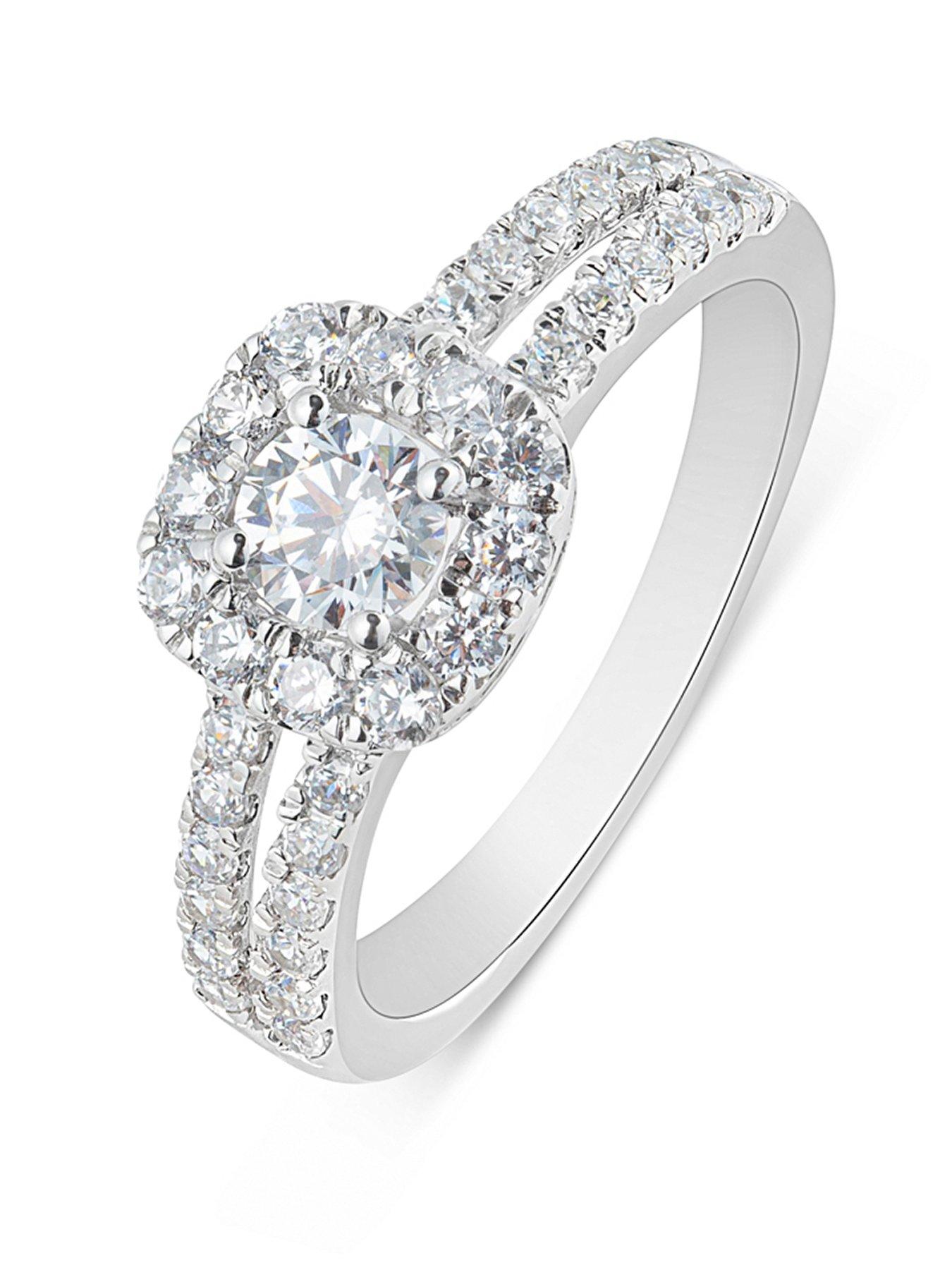 Image 1 of 5 of Love DIAMOND 1Ct Diamond Solitaire Halo Ring G VS+ Lab Grown