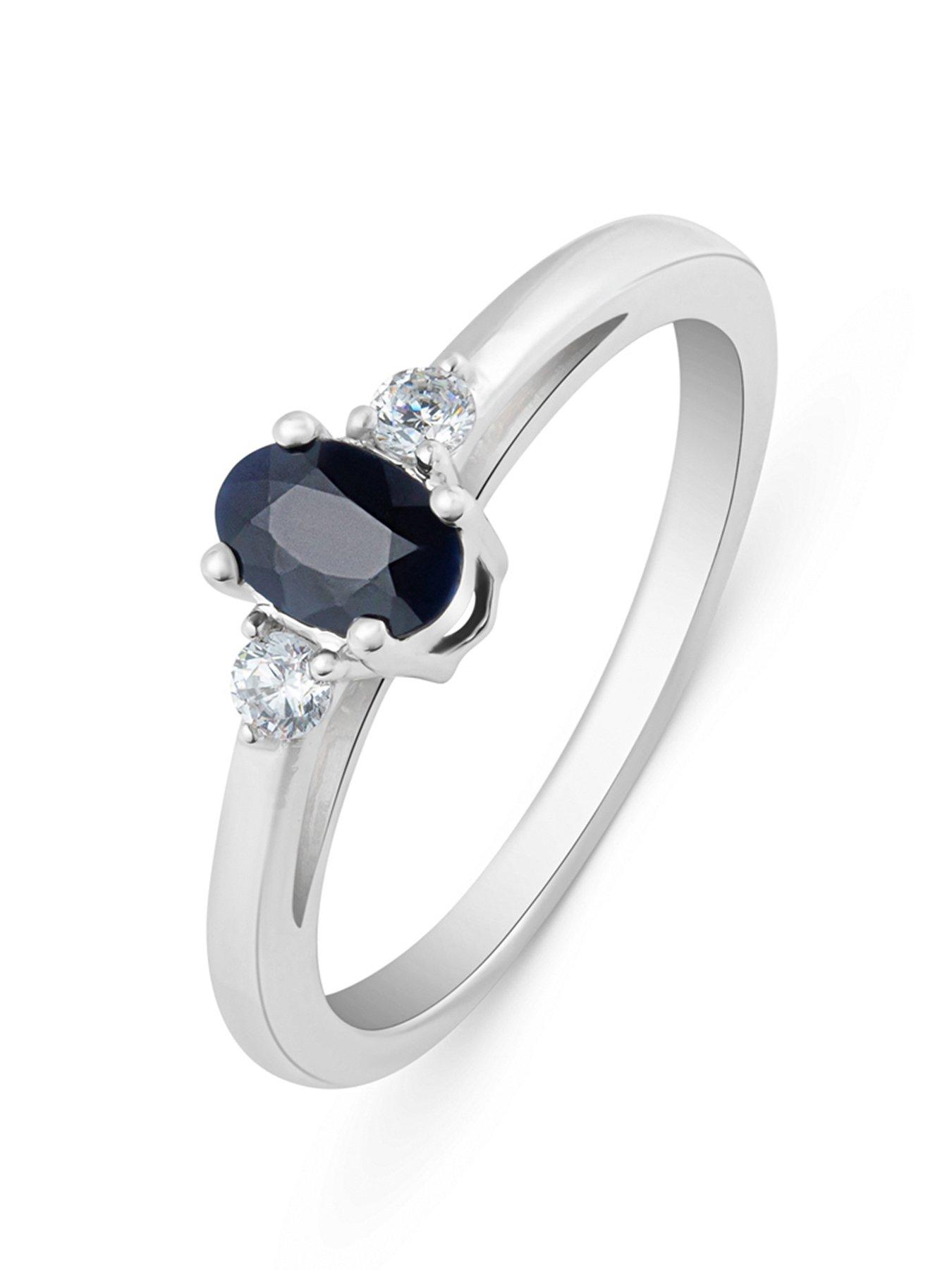 undefined Natural Black Sapphire and Lab Grown Diamond Ring
