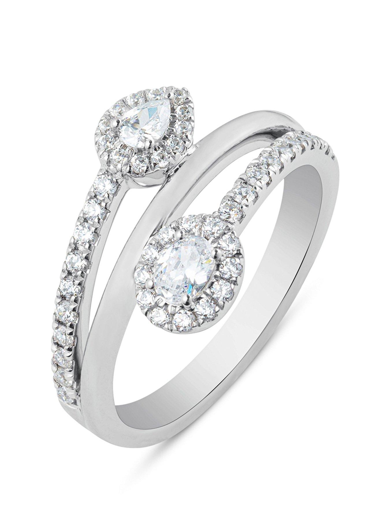 undefined Oval and Pear Shaped Diamond Wrap Around Ring G VS+ Lab Grown
